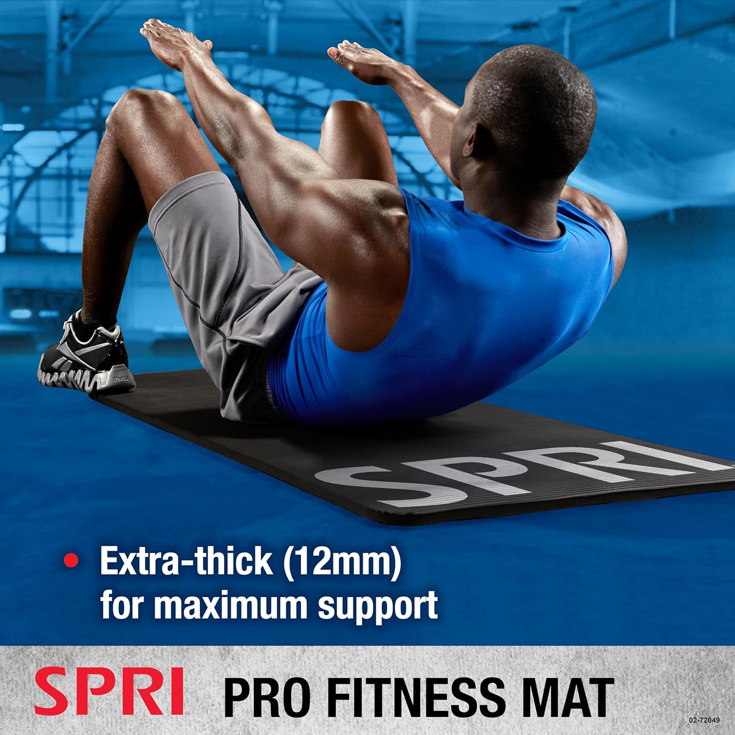 SPRI Pro Fitness Matt de 0.472 pulgadas (0.472 in) – Tapete de ejercicio grueso para entrenamientos de piso, sentadillas, flexiones, estiramiento,