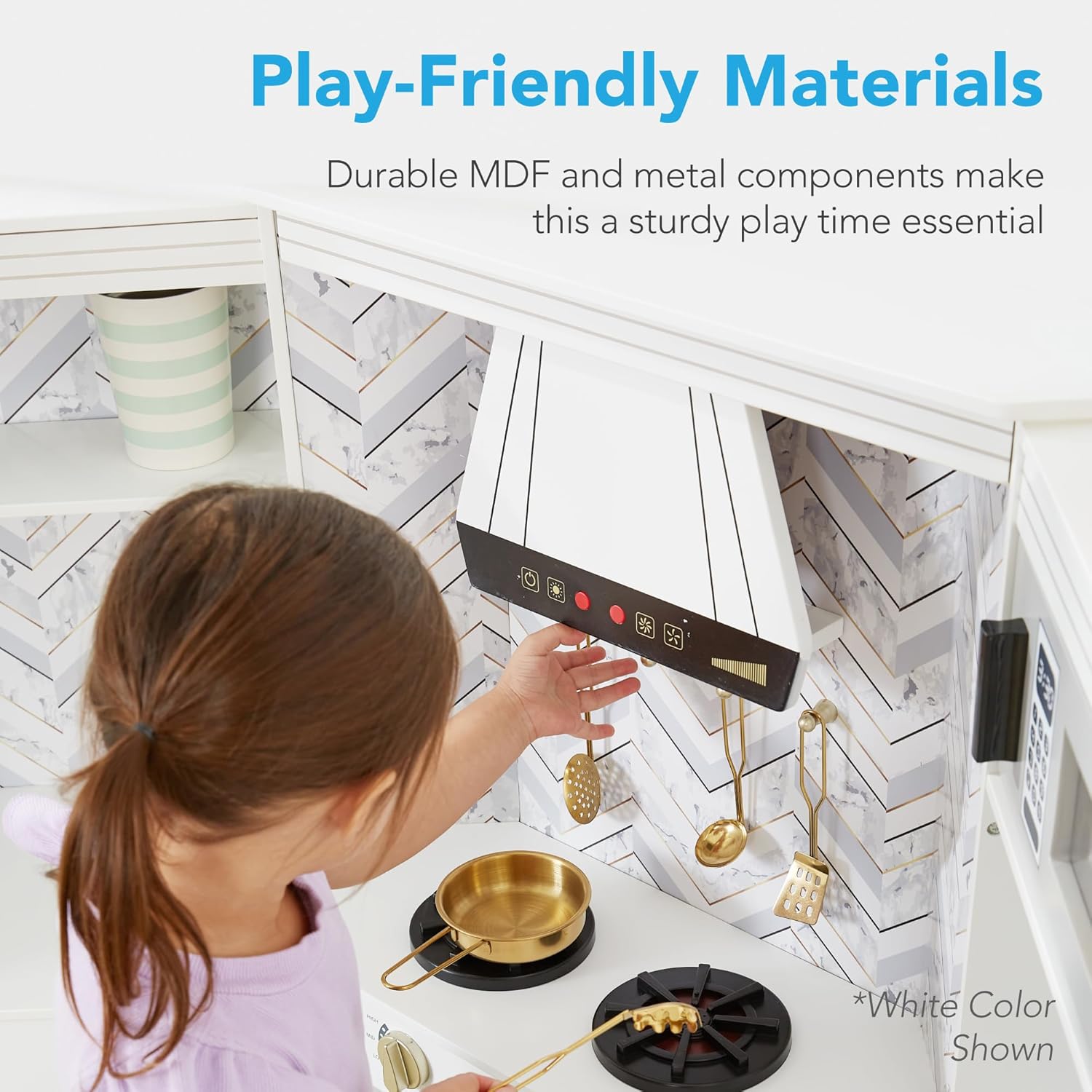 Best Choice Products Cocina de esquina de juego de simulación, juego de juguetes de madera interactivo para niños con luces y sonidos, máquina de