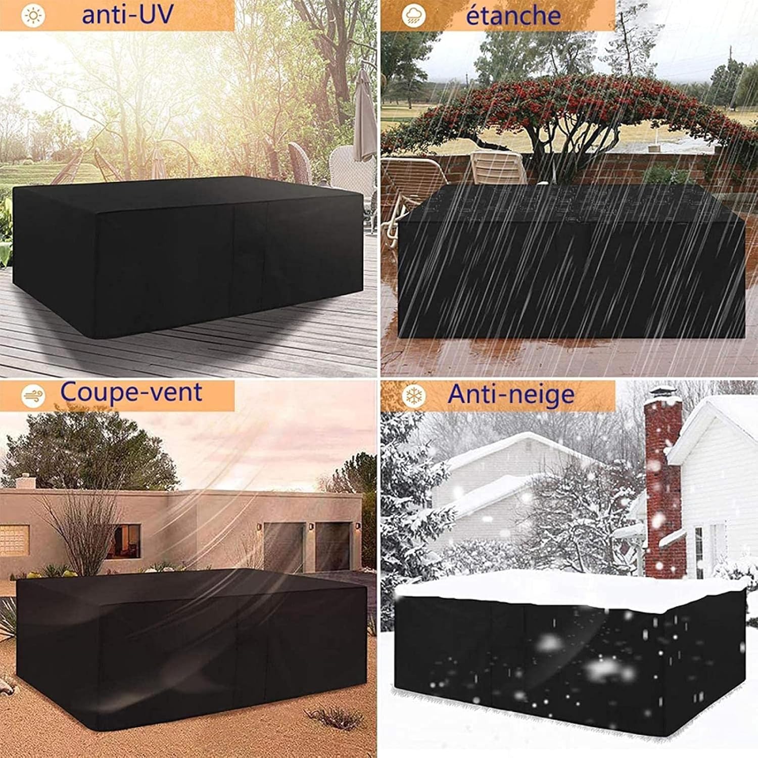 Juego de fundas impermeables para muebles de patio de invierno, 70.9 x 47.2 x 39.4 in, para uso general, para exteriores, muebles de patio, 600D
