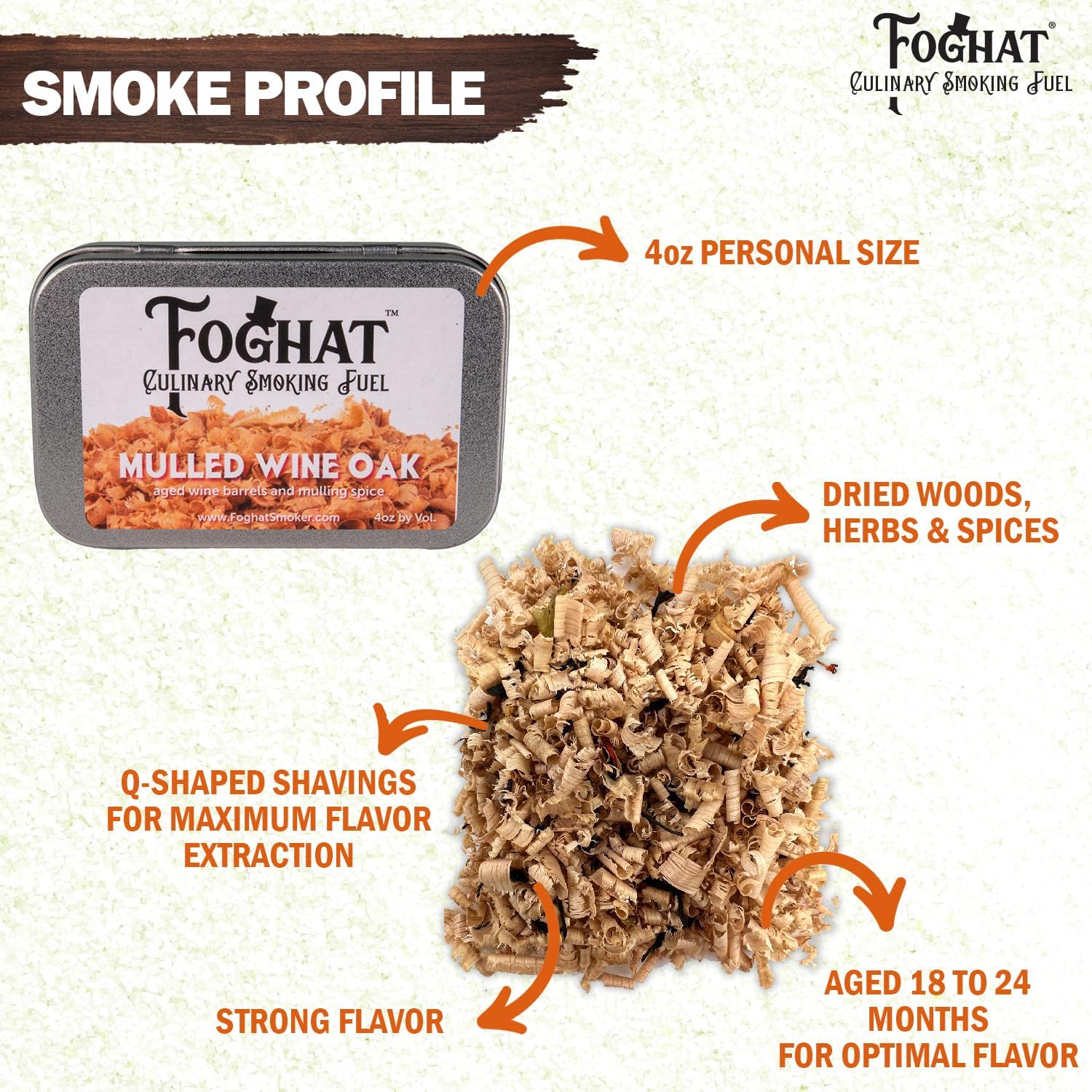 Foghat Cocktail Smoker Virutas de madera  Virutas de roble de vino caliente de 4 onzas para ahumador, whisky y bebida, chips de madera natural y