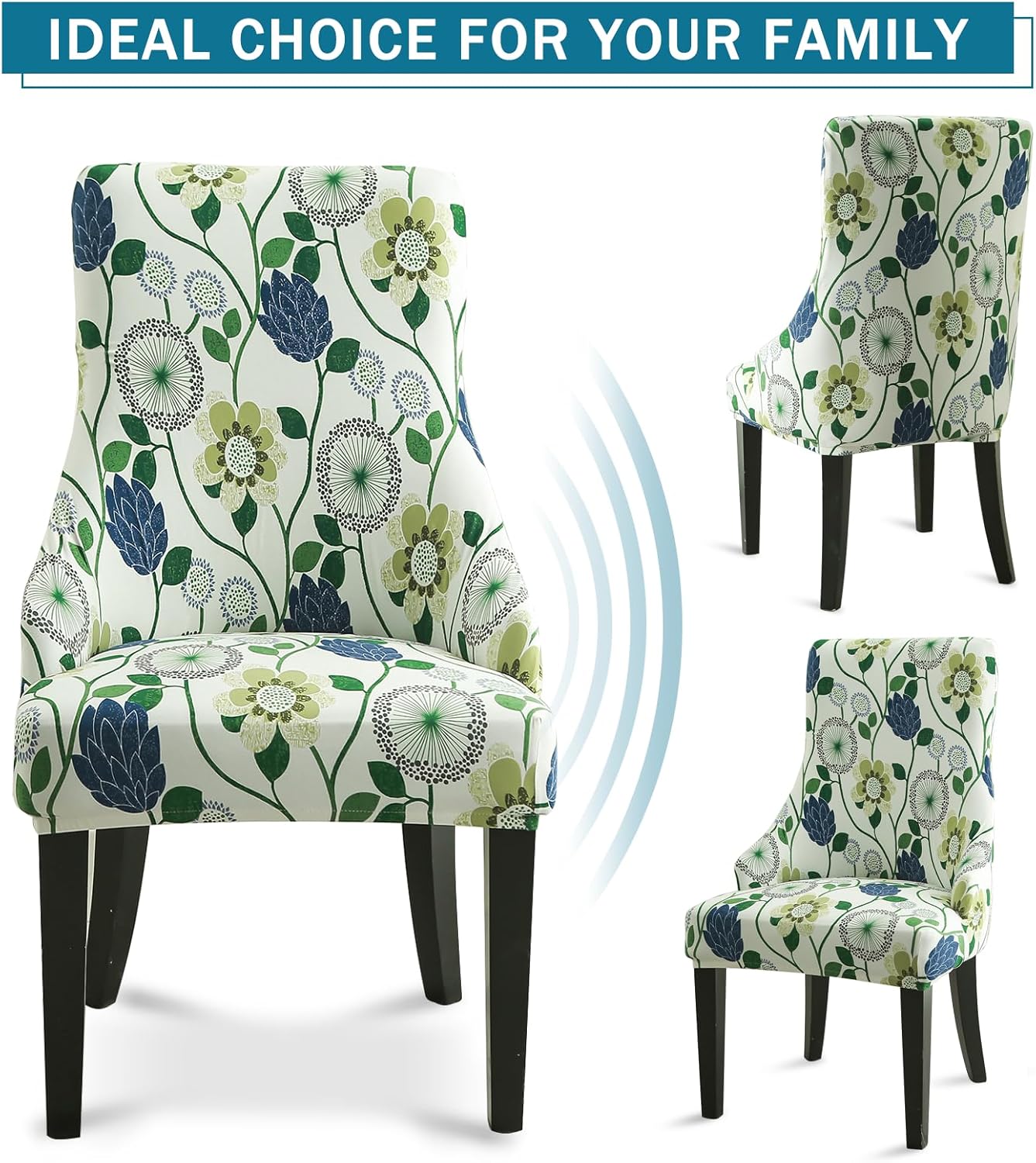 Liykimt Funda elástica para silla lateral con respaldo de ala, funda para silla de comedor con brazo, lavable tapizada para silla de comedor con