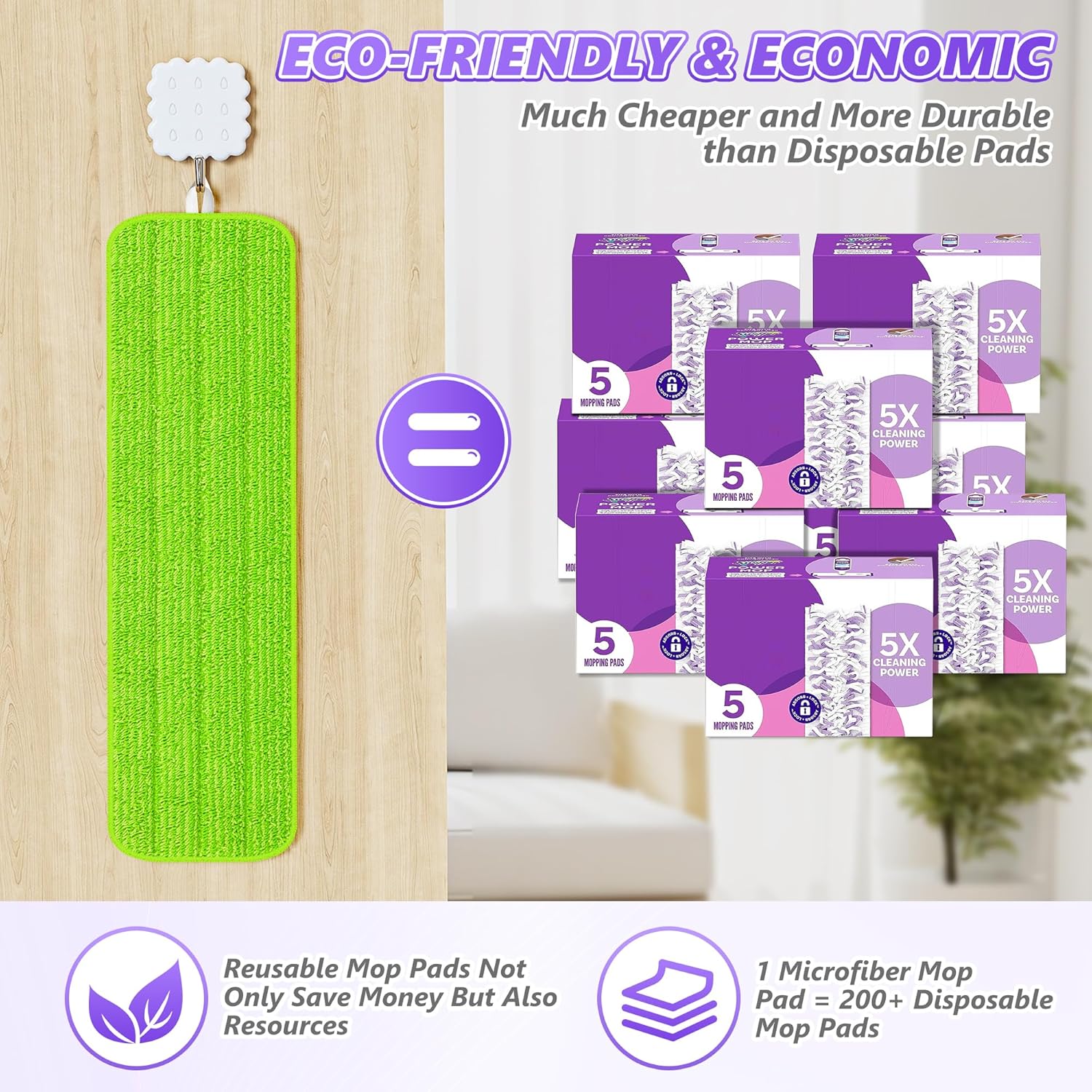 3 almohadillas reutilizables para trapeador compatibles con Swiffer PowerMop, almohadillas de microfibra de 15 pulgadas para trapeador de suelo,