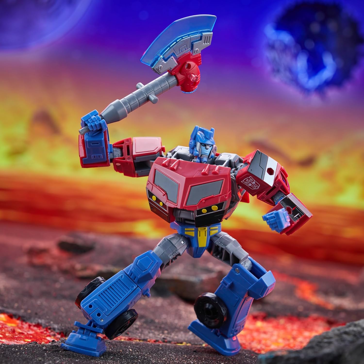 Transformers Legacy United Voyager Class Animated Universe Optimus Prime, figura de acción de conversión de 7 pulgadas, 8+