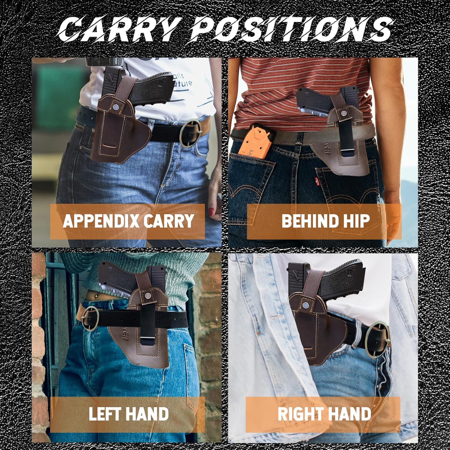 lazyElf Funda de pistola de cuero genuino para pistolas, pistolas, diestros, zurdos, transporte oculto para Glock 194343X, Taurus G2CG3CG3 tamaño