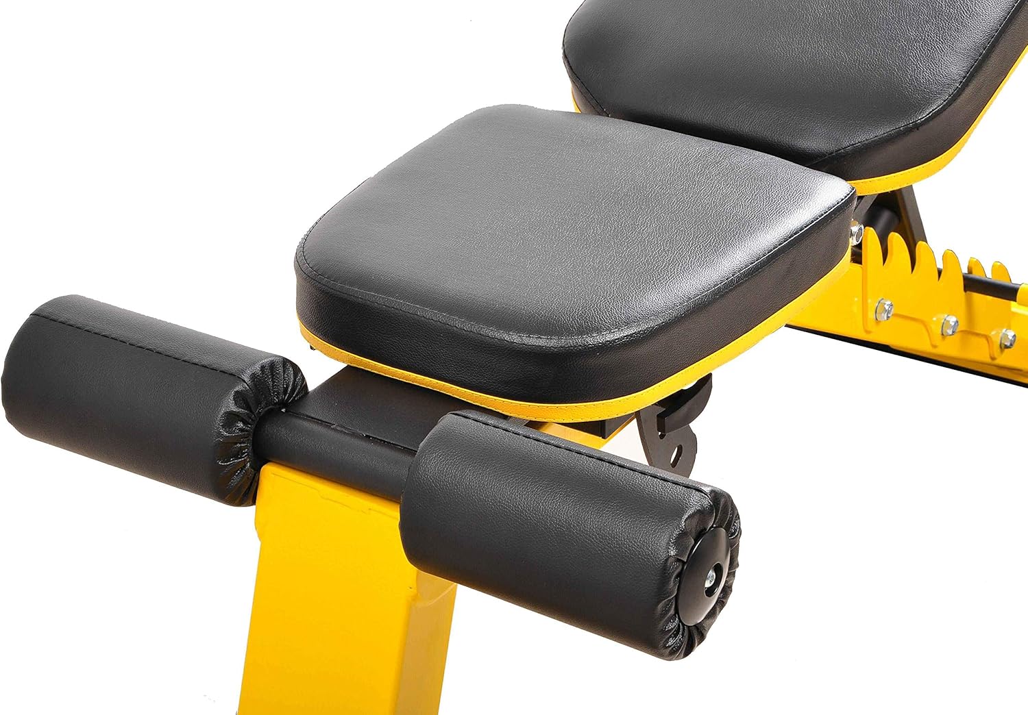 Signature Fitness Banco de pesas resistente ajustable y plegable para ejercicio vertical, inclinado, declive y plano