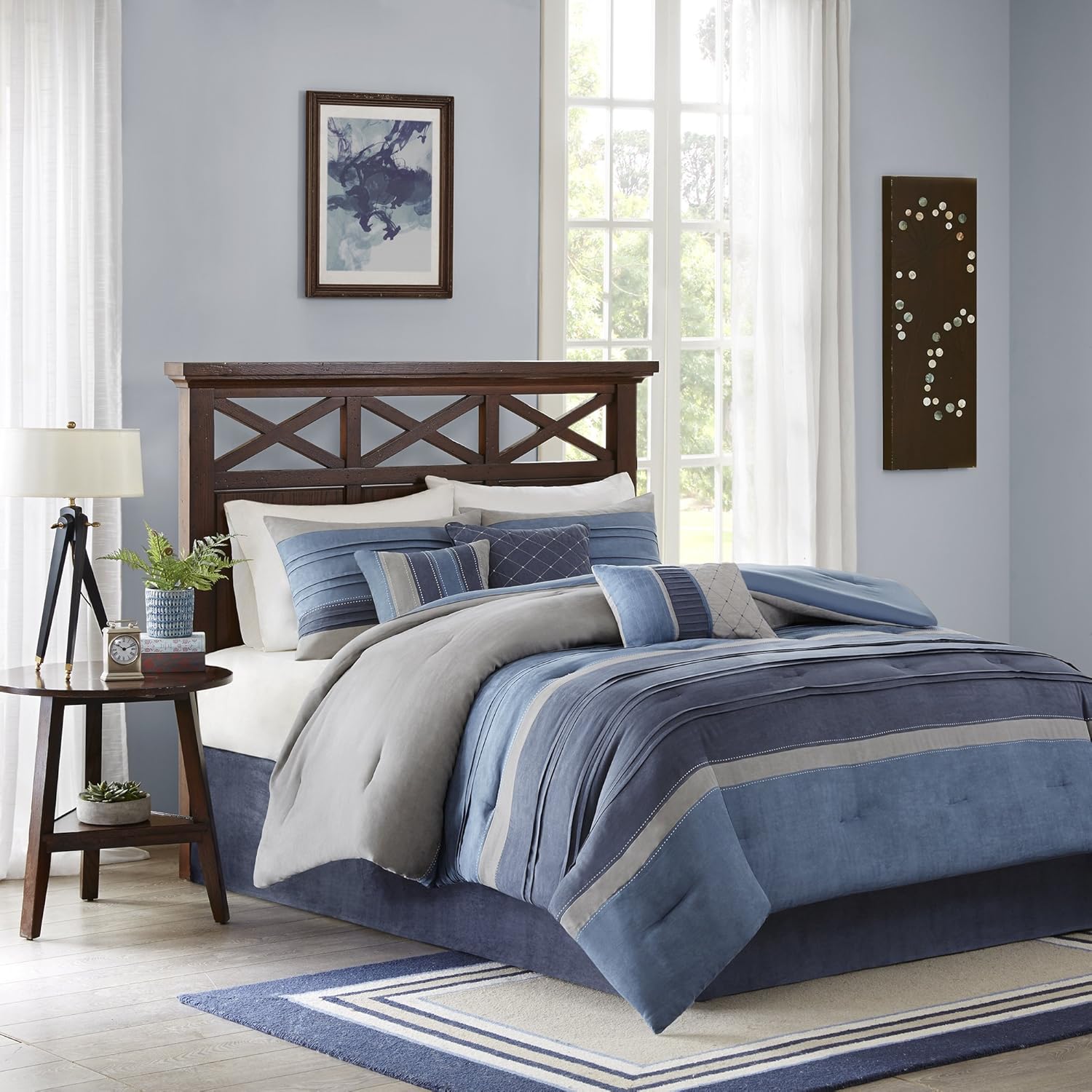 Madison Park juego de edredón, diseño moderno y acogedor para todas las estaciones, falda de cama a juego, almohadas decorativas, tamaño queen (90 x