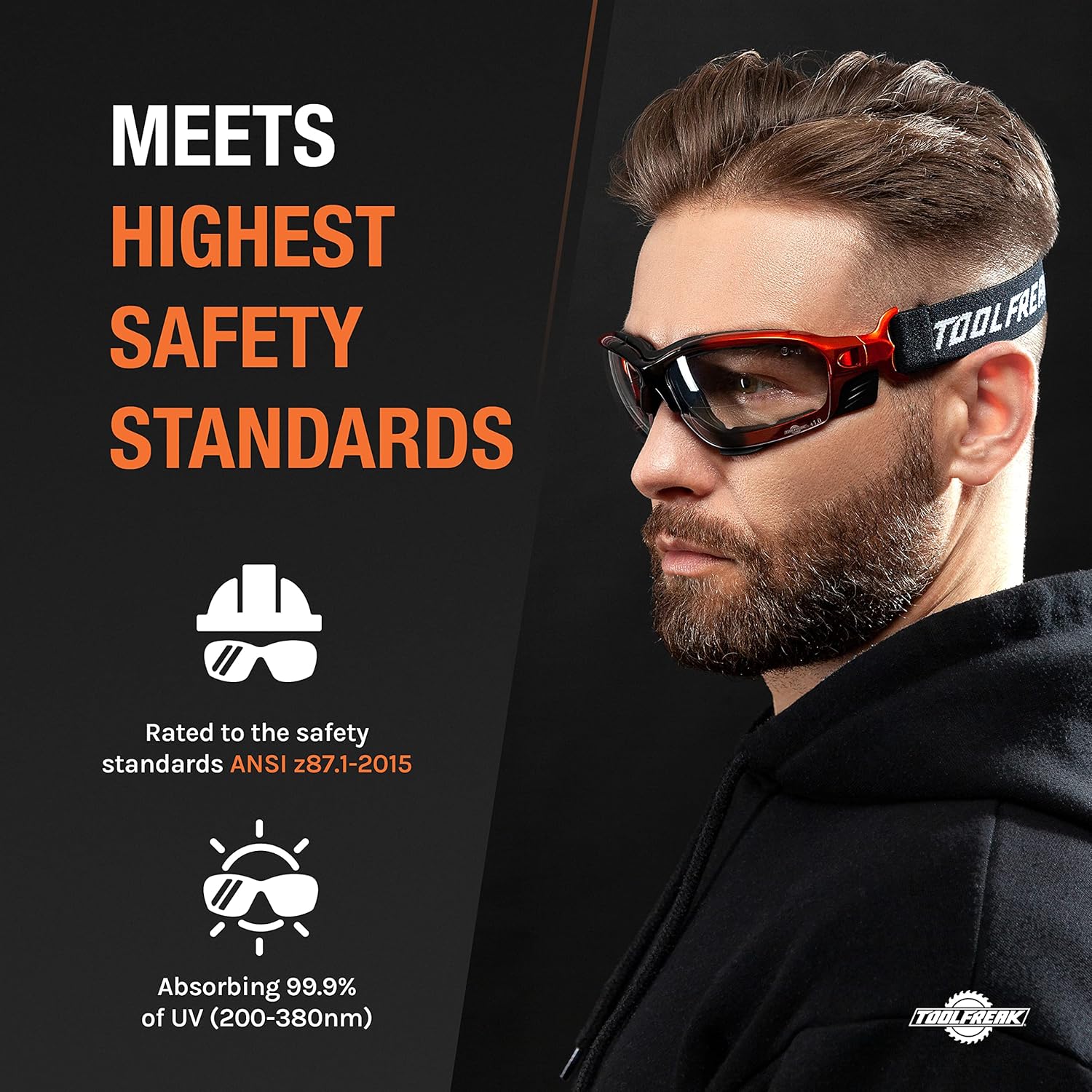ToolFreak Recka – Conjunto de gafas y gafas de seguridad, clasificado según ANSI z87.1-2015, accesorios incluidos