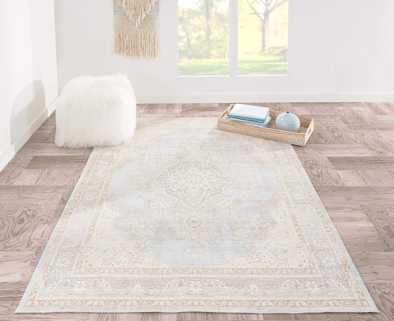 Momeni Rugs Isabella – Alfombra tradicional de tejido plano, 4 x 6 pies, color azul