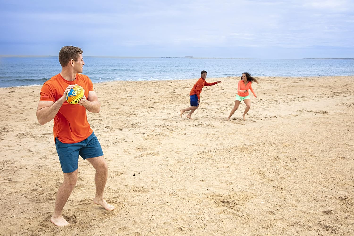 WAHU Fútbol naranja  100% impermeable con cordones reales para jugar dentro y fuera del agua, medio