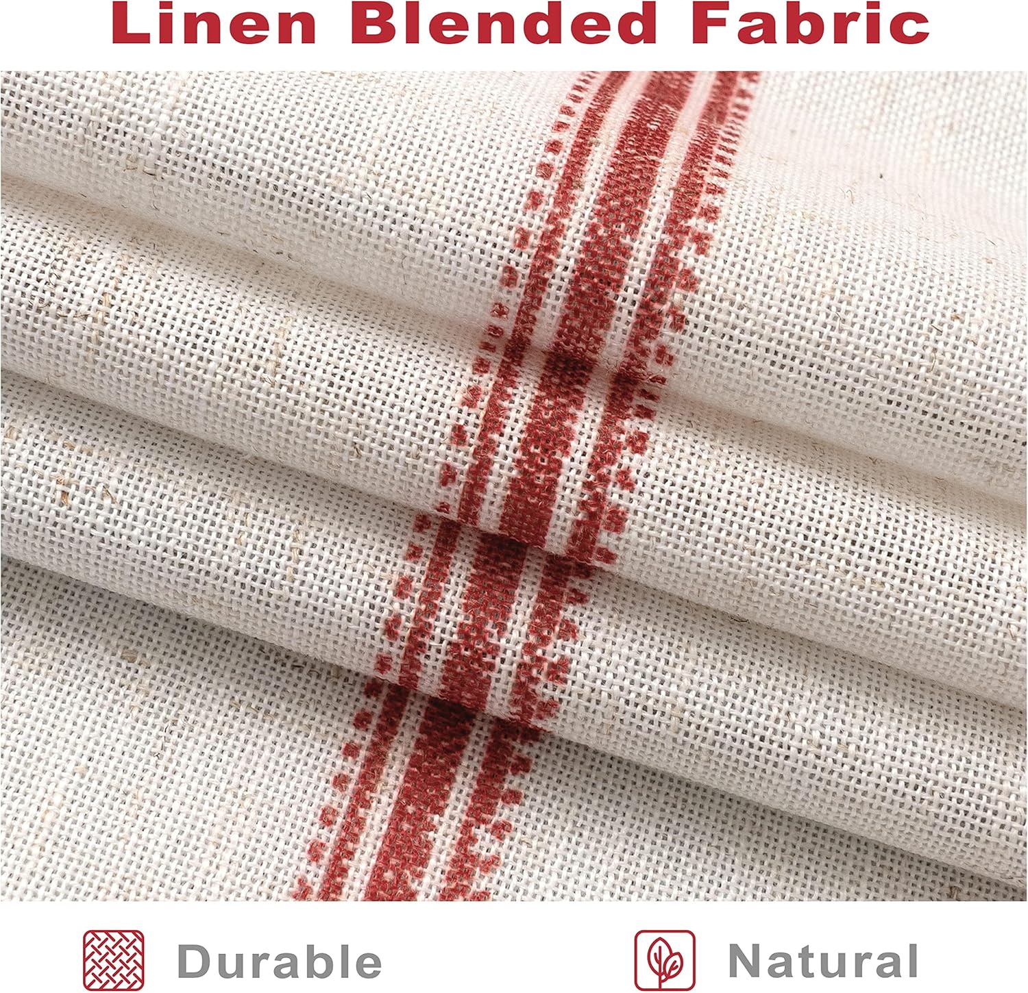 DriftAway Cortinas opacas de mezcla de lino de 90 pulgadas de largo para dormitorio, cortinas de lino con estampado de rayas verticales, con