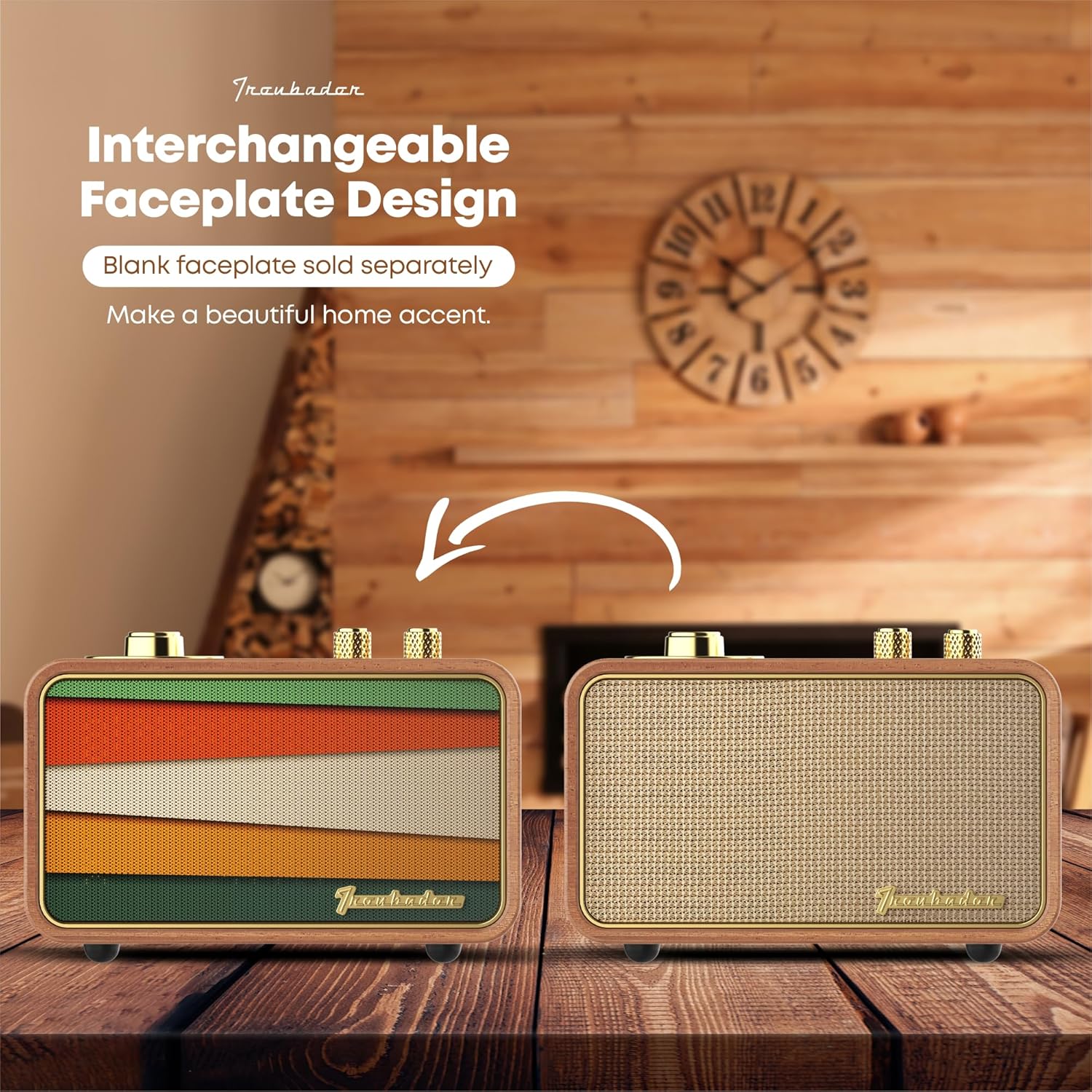 Artlink – Altavoz Bluetooth retro, altavoz inalámbrico Artlink Stero de madera de nogal, radio AMFM, pequeño altavoz Bluetooth vintage con conexión
