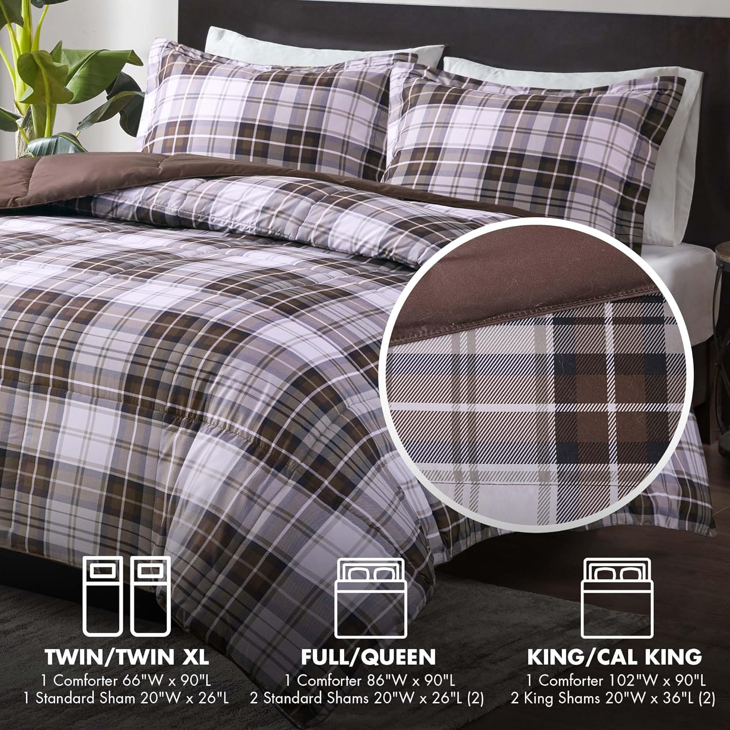 Madison Park Essentials Parkston – Edredón a cuadros, funda a juego, funda de liberación de manchas Scotchguard 3M, hipoalergénico para todas las