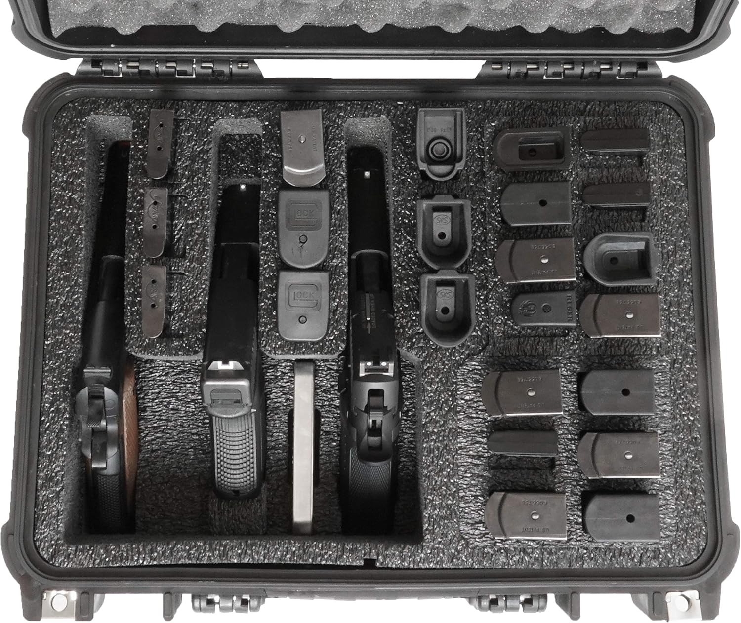 Case Club 3 pistolas y accesorios y hasta 23 cargadores precortados estuche impermeable con gel de sílice para ayudar a prevenir el óxido de la