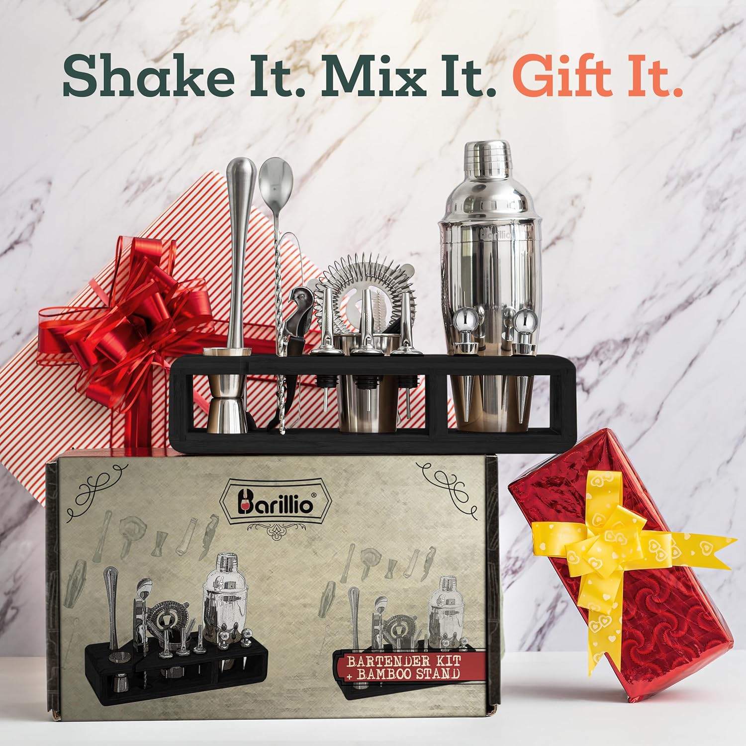 Mixology Bartender Kit coctelera por Barillio juego de mezclador de bebidas con herramientas de barra, mezclador, cuchara mezcladora, jigger,