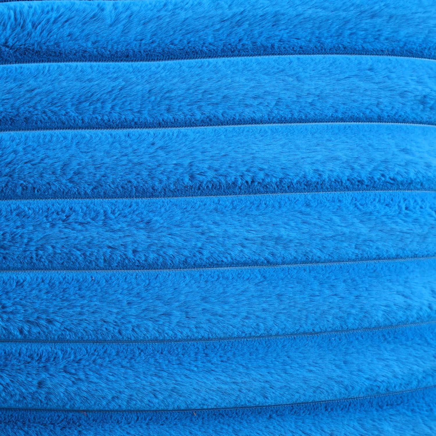 FUTEI – Juego de 2 fundas de almohada decorativas con rayas de color azul rey, 16 x 16 pulgadas, cuadradas y primaverales, piel sintética de conejo