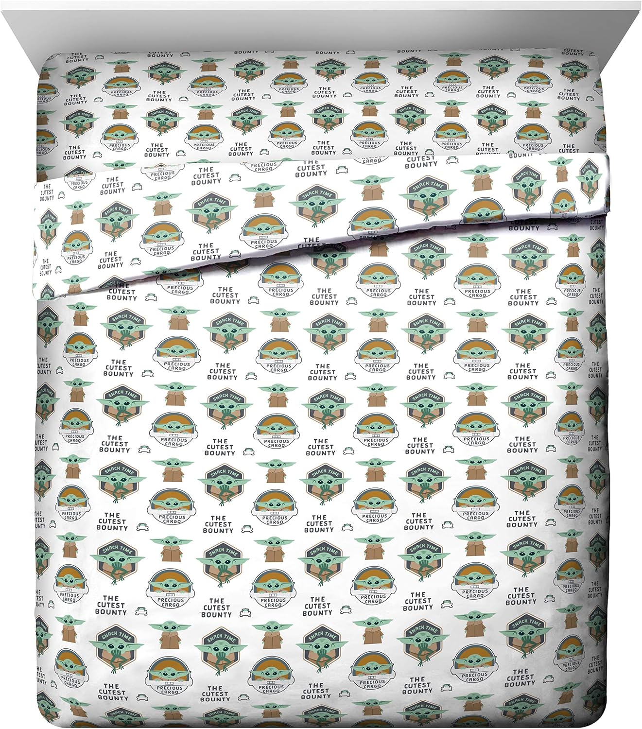 Juego de ropa de cama Queen de 5 piezas de Star Wars The Mandalorian The Child, incluye edredón reversible y sábanas con Baby Yoda, de microfibra