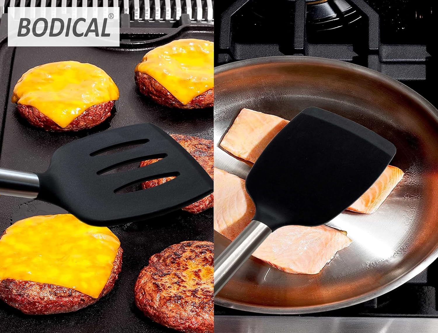 Paquete de 2 espátulas de silicona flexible, juego de espátulas de silicona resistentes al calor de 600 F para utensilios de cocina antiadherentes,