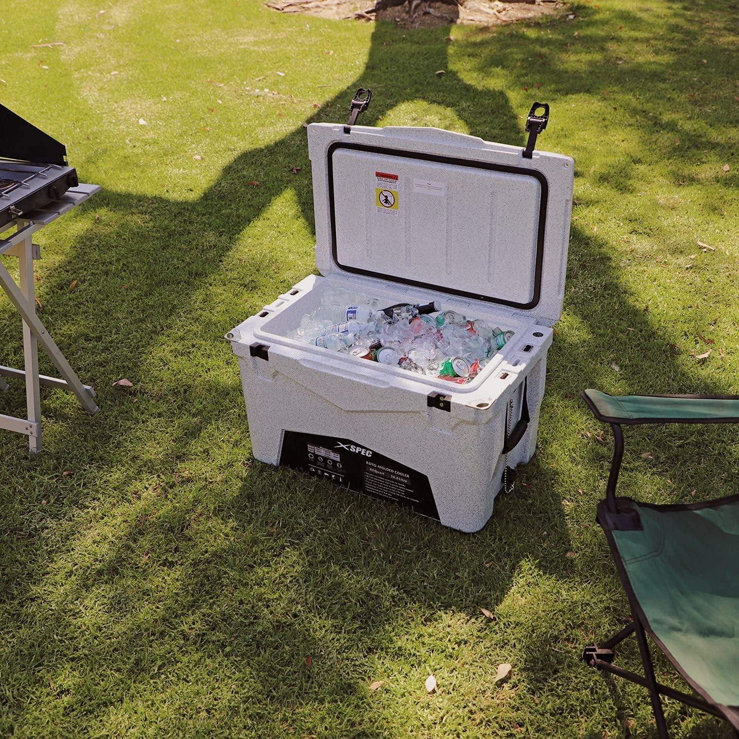 Xspec 60 Qt XL Roto Molded High Performance Camping Cooler Ice Chest  Extra Large Pro Tough Durable Outdoor Overland Rotomolded Hard Cooler