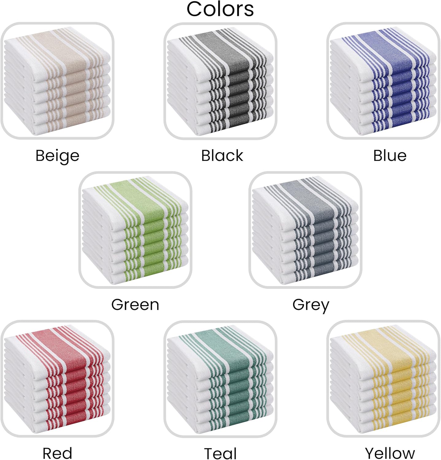 Juego de 6 toallas de cocina color verde azulado para secar platos de 16 x 26 pulgadas, toallas de mano de cocina, toallas de cocina absorbentes,