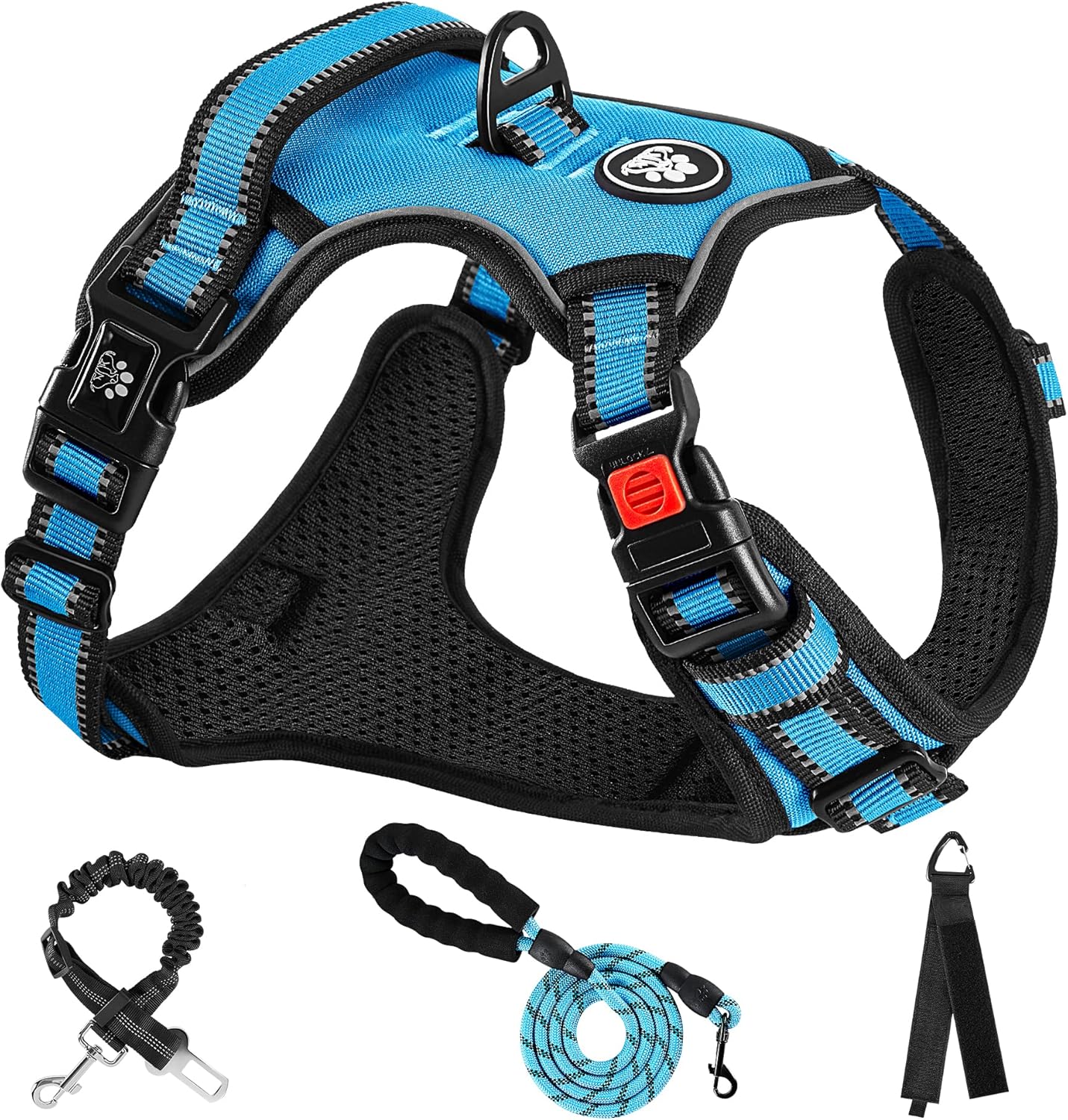 NESTROAD – Arnés ajustable Oxford de chaleco con correa para perro, arnés reflectante sin tironesestrangulamiento, mango suave de fácil control para