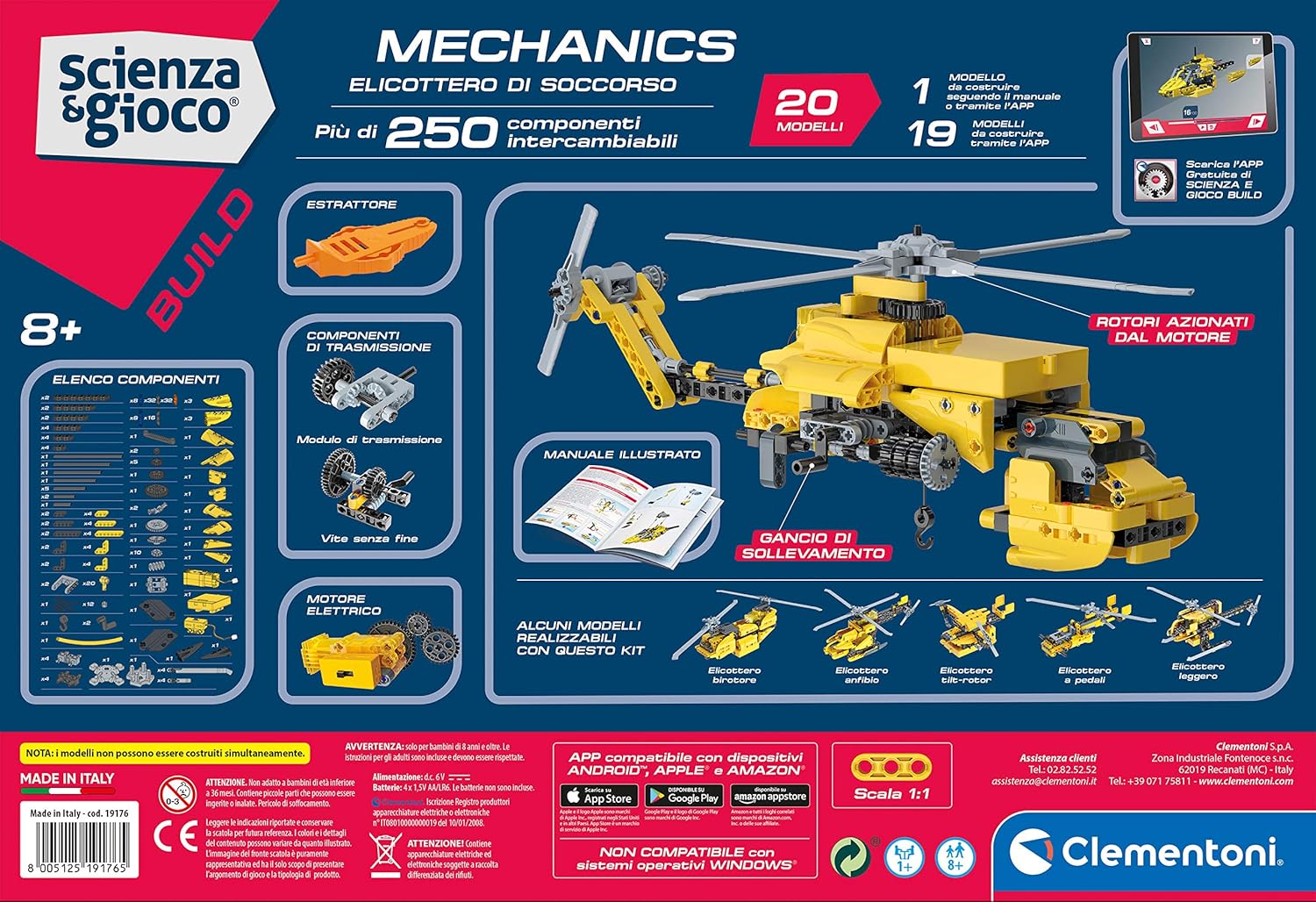 Clementoni – Laboratory of Mechanics-Helicopter-Construction Set (Italian Version) -Made in Italy, 8 Years+, 19176