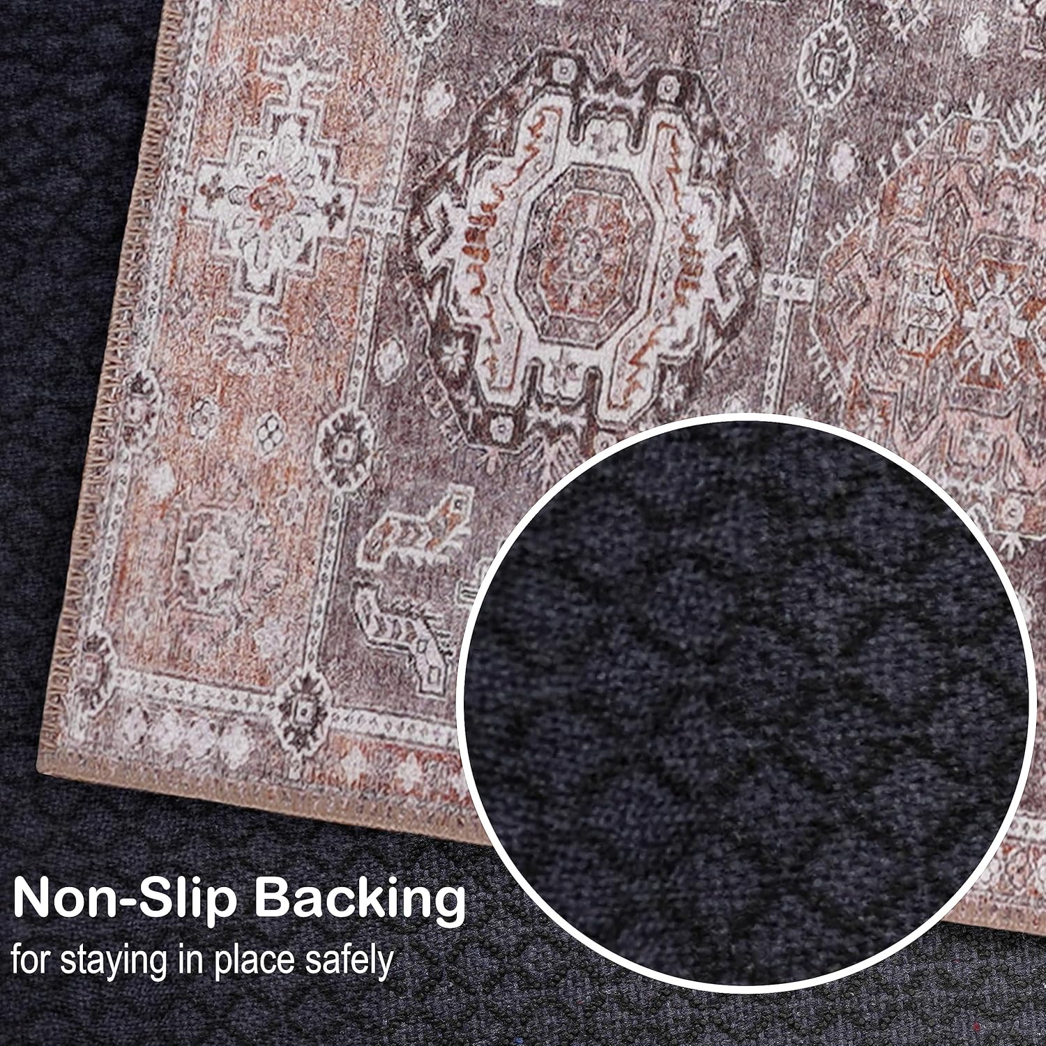 Adiva Rugs Alfombra cuadrada lavable a máquina de 5 x 5 pies con parte trasera antideslizante para sala de estar, dormitorio, cuarto de baño,