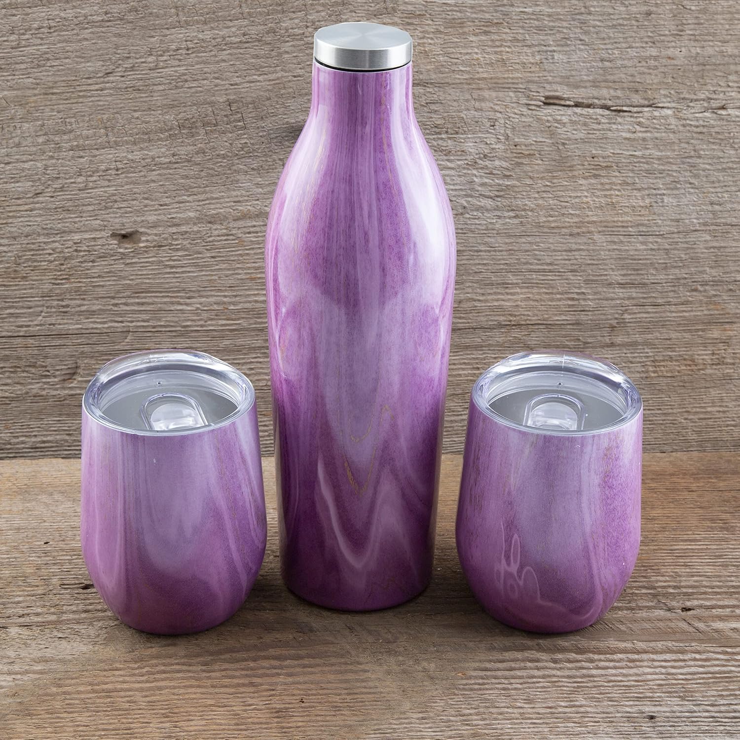 Cambridge Silversmiths Pink – Juego de 3 piezas para vino y vaso de geoda, 0