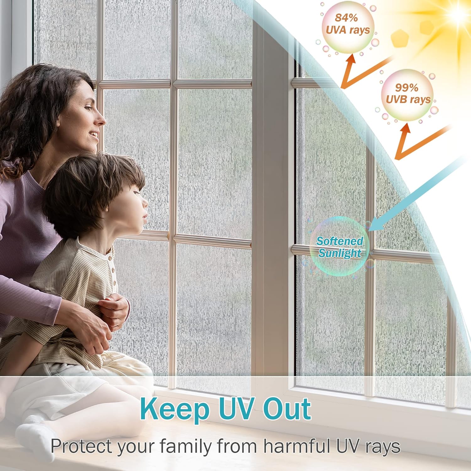 VELIMAX Película de vidrio de lluvia para ventana, privacidad estática para ventana, adhesivo decorativo para el hogar, oficina, protección UV