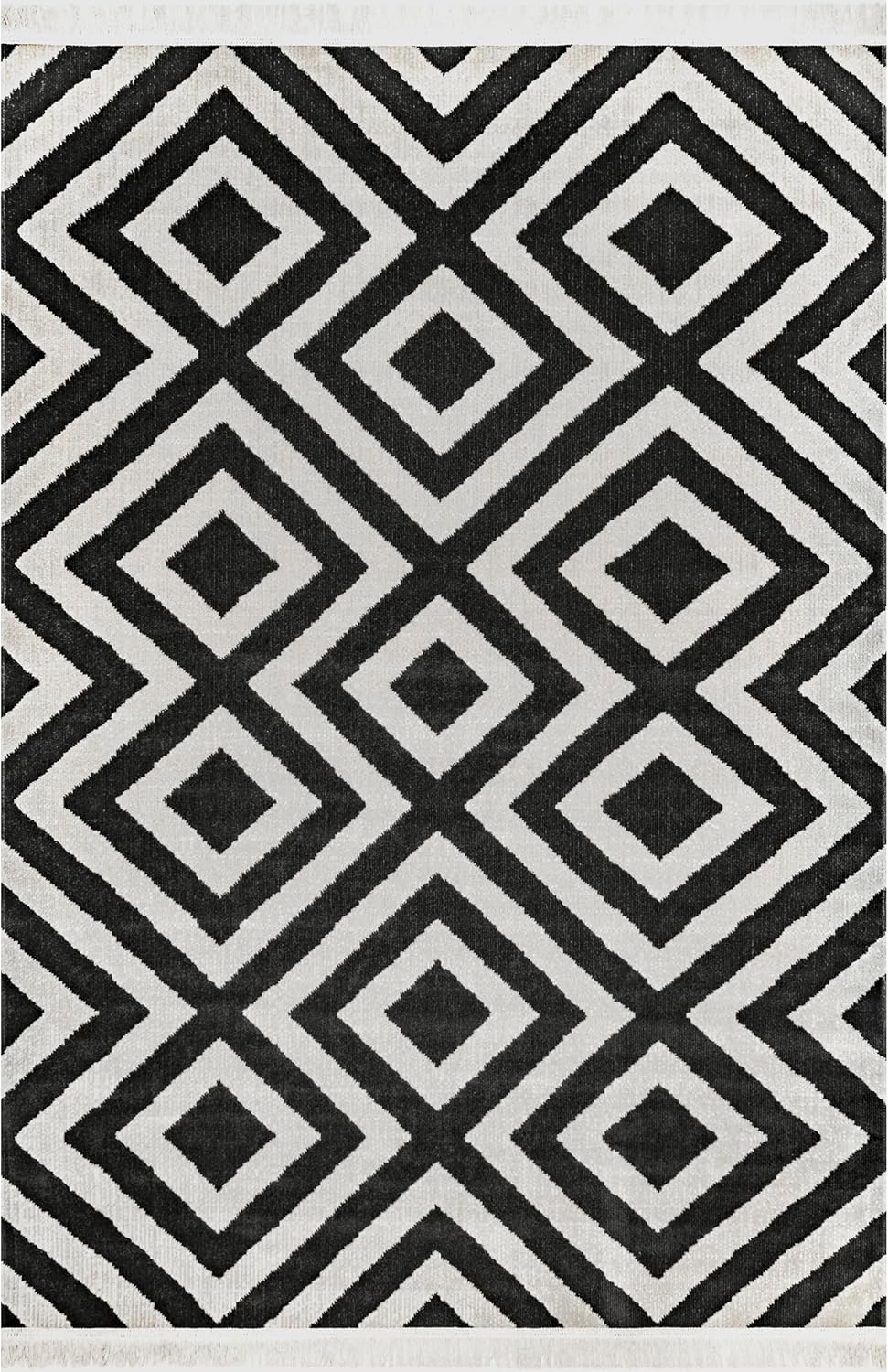 nuLOOM Rayne Diamond Fringe IndoorOutdoor Area Rug, 5×8, Black