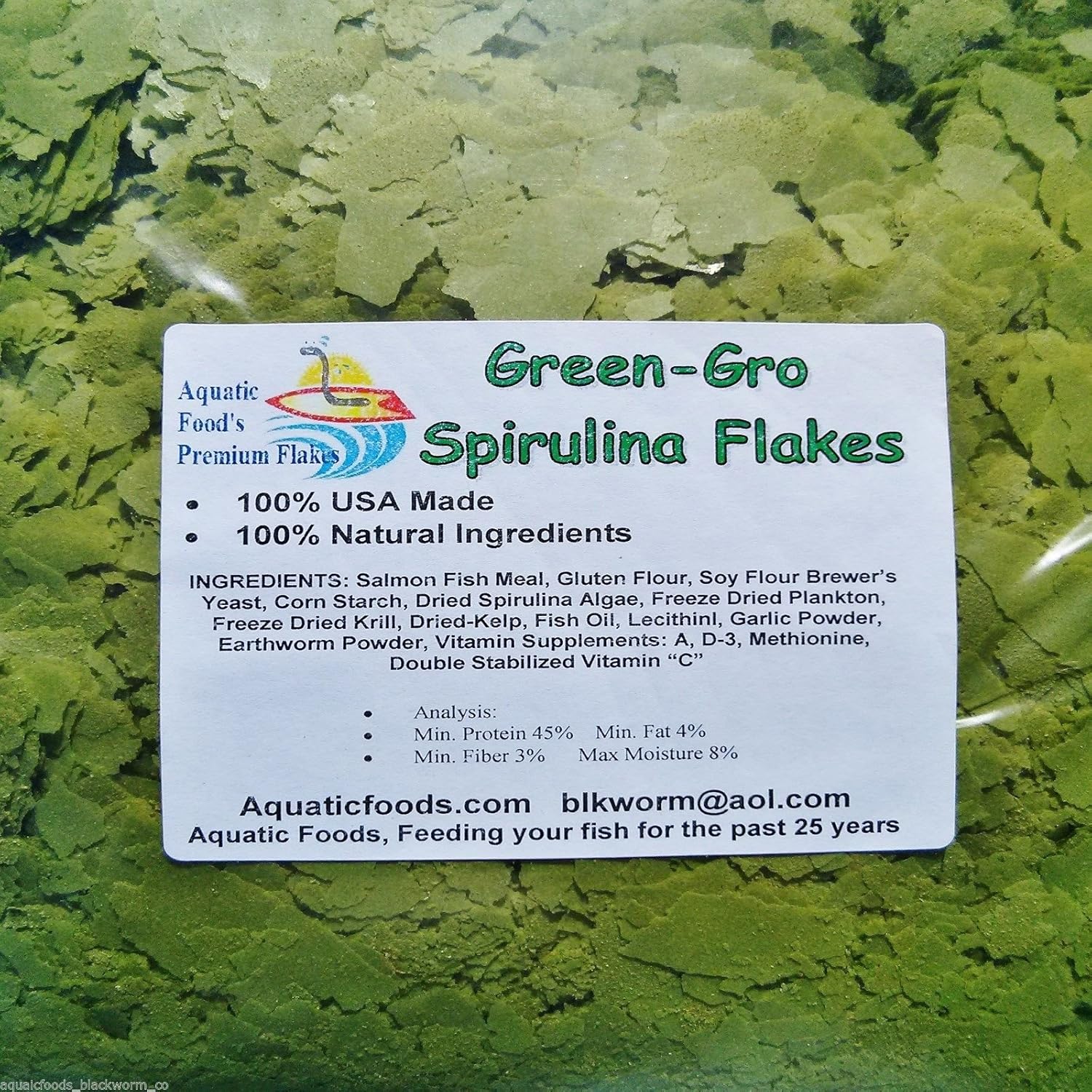 AF Green-GRO Spirulina Flakes – Alimentos para peces tropicales AF a granel. 12 lb