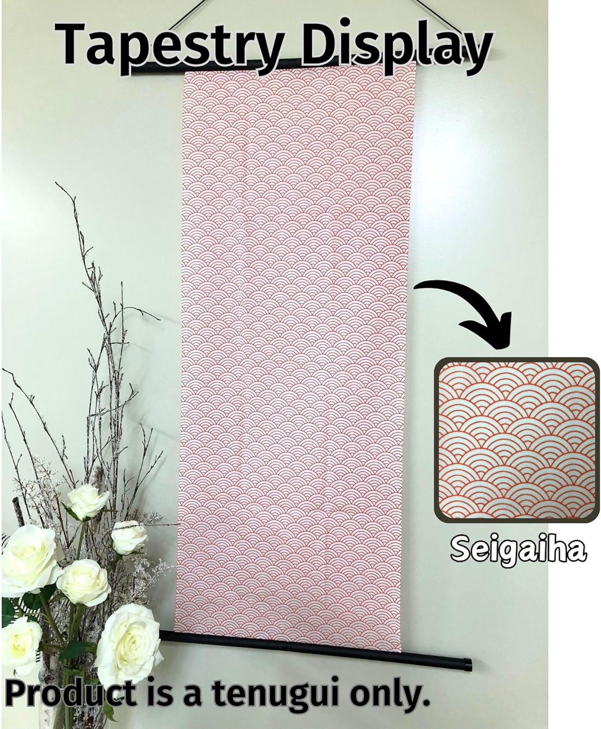 Toalla japonesa Tenugui con procesamiento de prevención de deshilachado, tradicional, patrón Seigaiha Orizuru, juego de 6, 12.99 x 34.64 pulgadas,