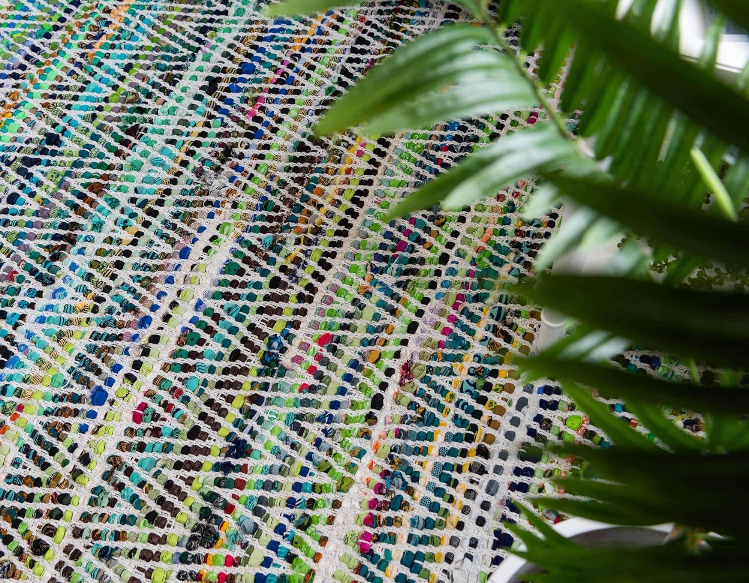 Unique Loom Chindi Chevron Collection – Alfombra rectangular de 4 pies 1 pulgada x 6 pies 1 pulgada, color verde y marfil