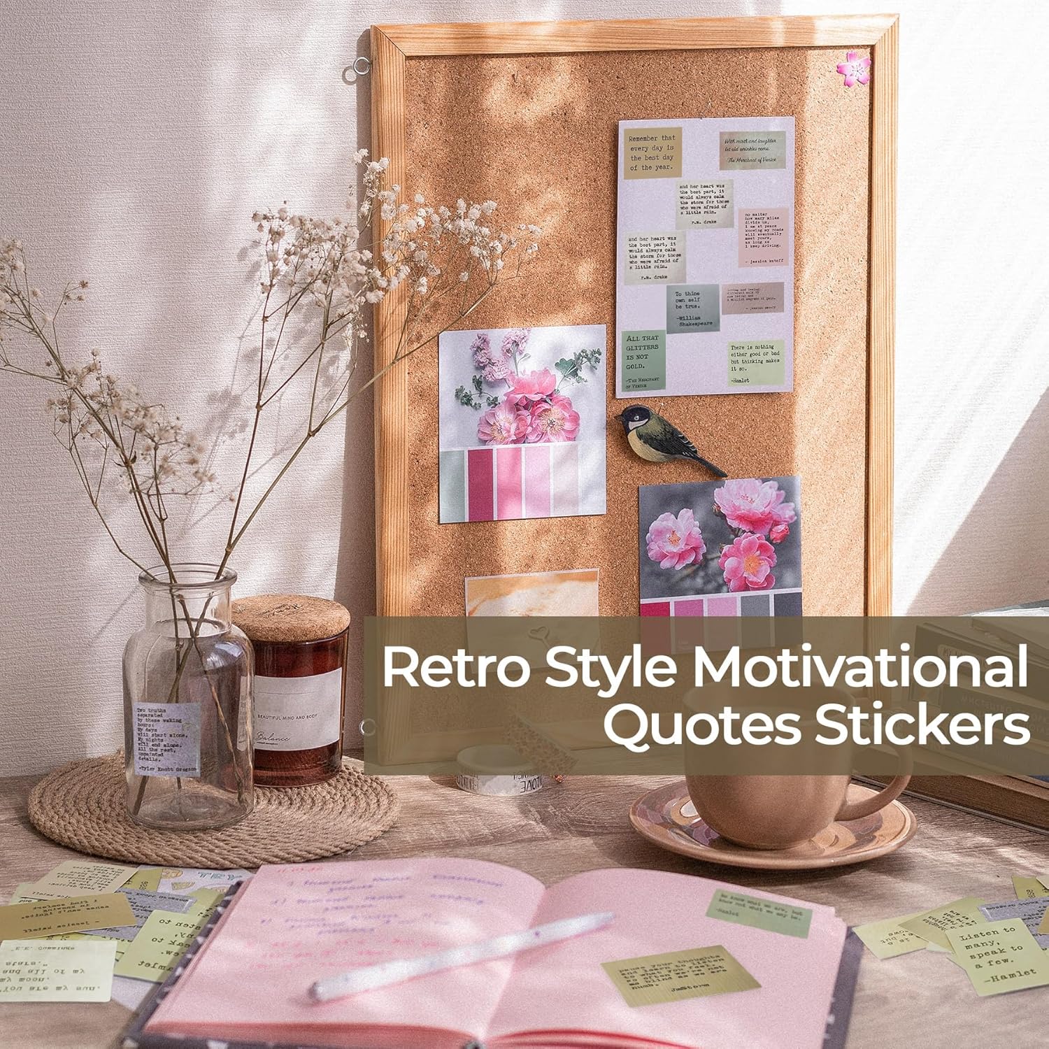 240 calcomanías vintage con citas para máquina de escribir, calcomanías inspiradoras vintage para diario, palabras famosas, álbumes de recortes para