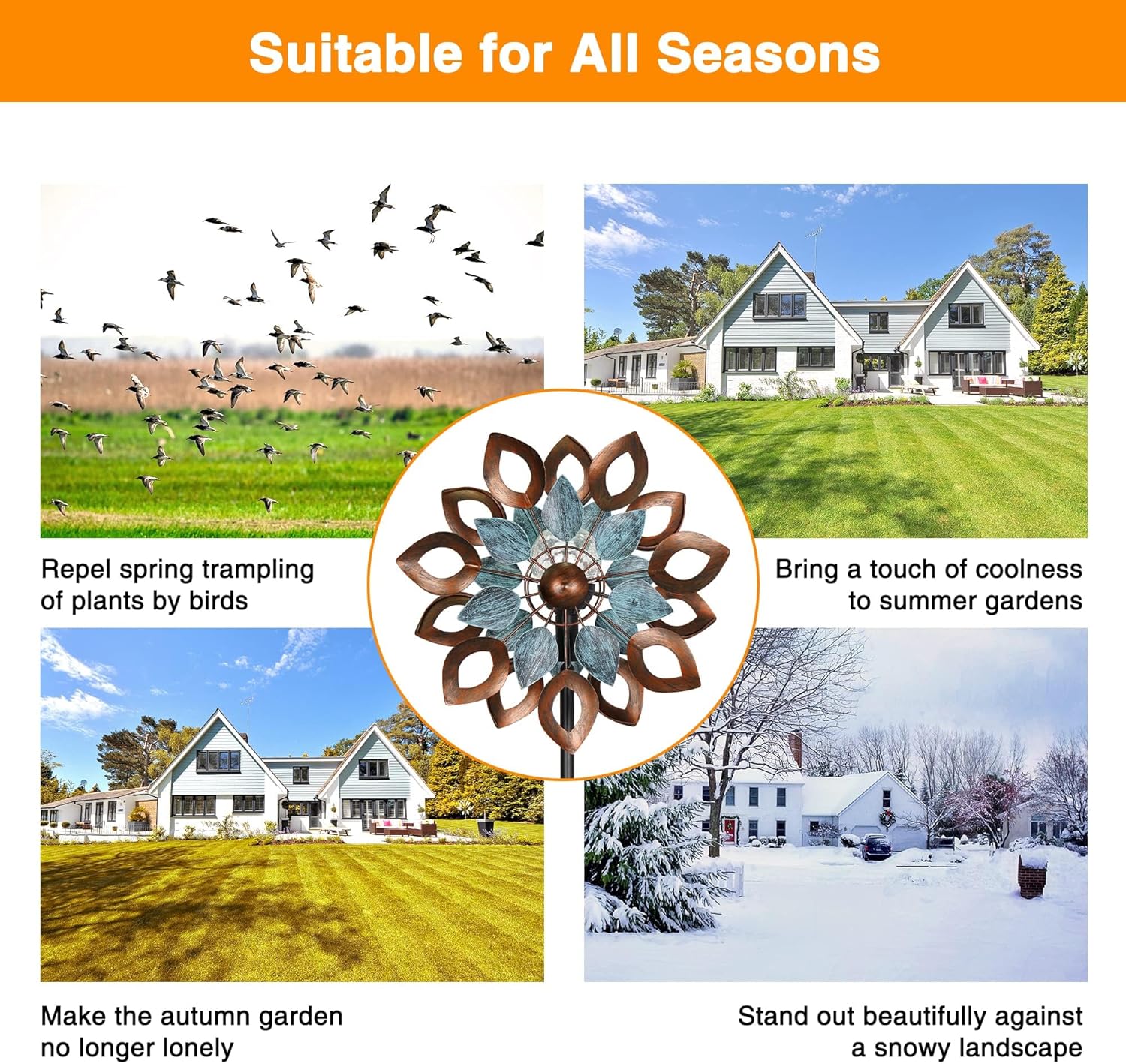 Molinillos solares de viento para exteriores, 74 pulgadas, esculturas de viento de metal cinético y molino de viento para decoración de jardín (LED