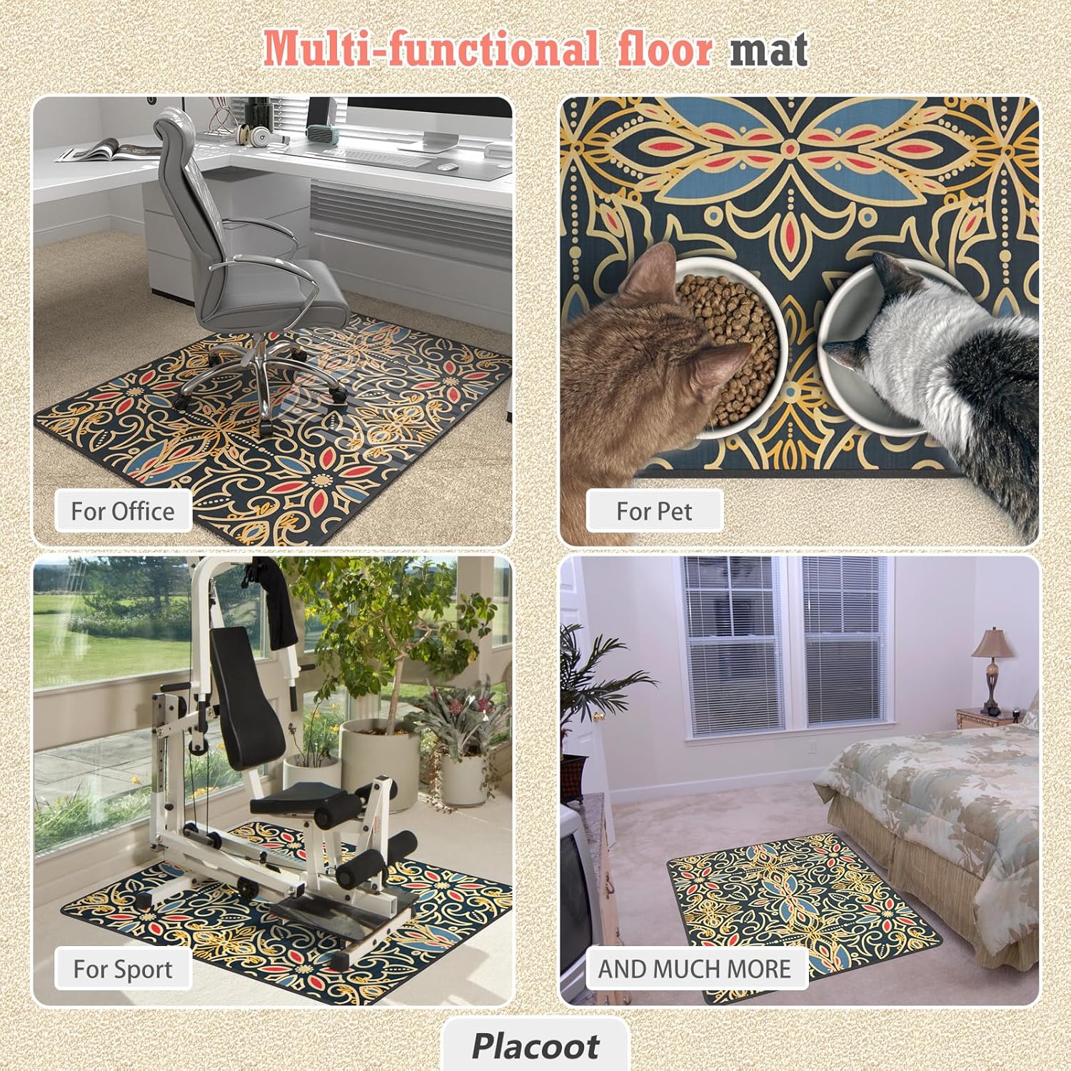 Tapete resistente para silla de oficina para alfombras y suelos de madera dura, 48 x 36 pulgadas, tapete de piso de alta calidad, tapete para silla