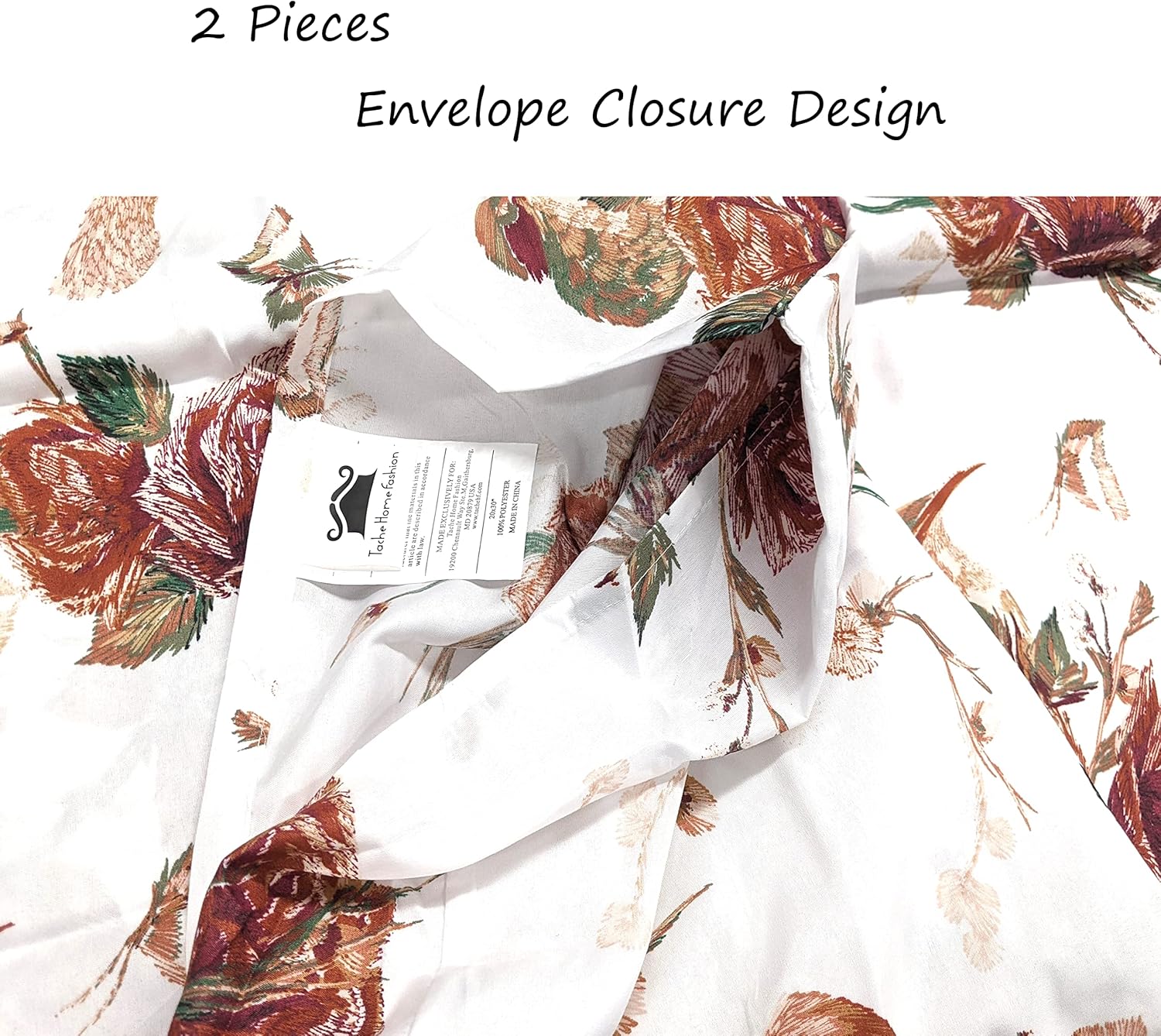 Tache – Juego de 2 fundas de almohada de microfibra rústica, diseño floral, color rojo y blanco, 20 x 36 pulgadas, diseño de colibríes, color