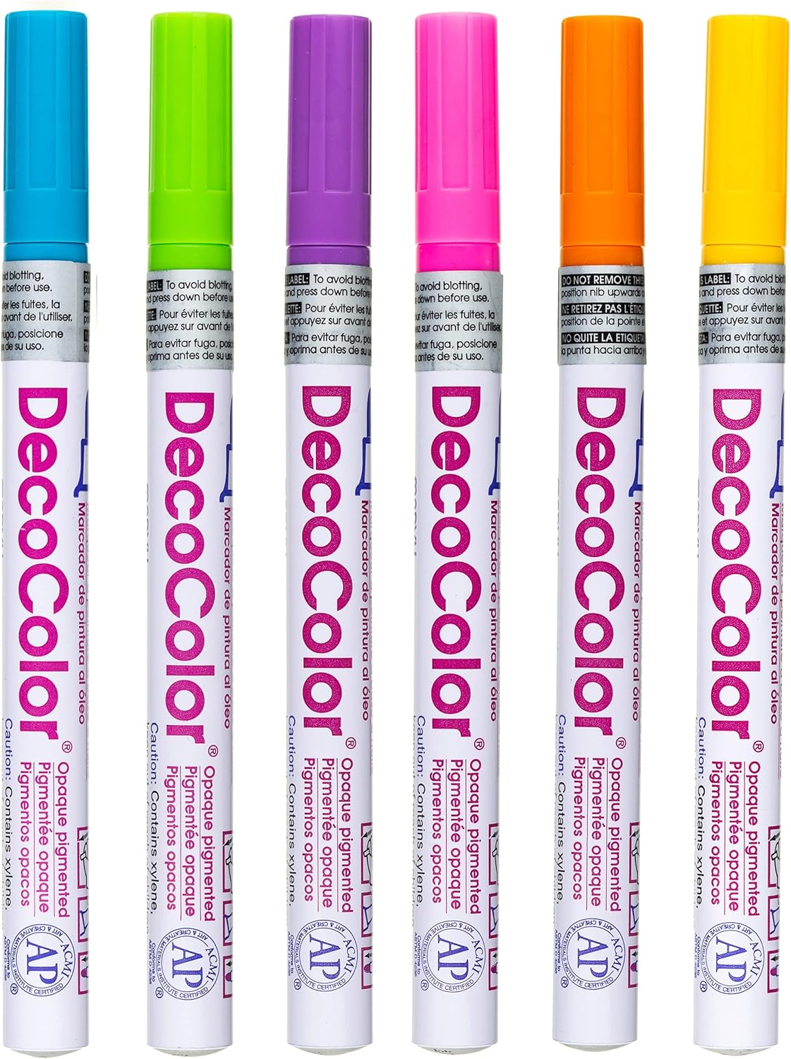 Uchida 200-6C – Juego de marcadores de pintura de punta fina Decocolor de 6 piezas