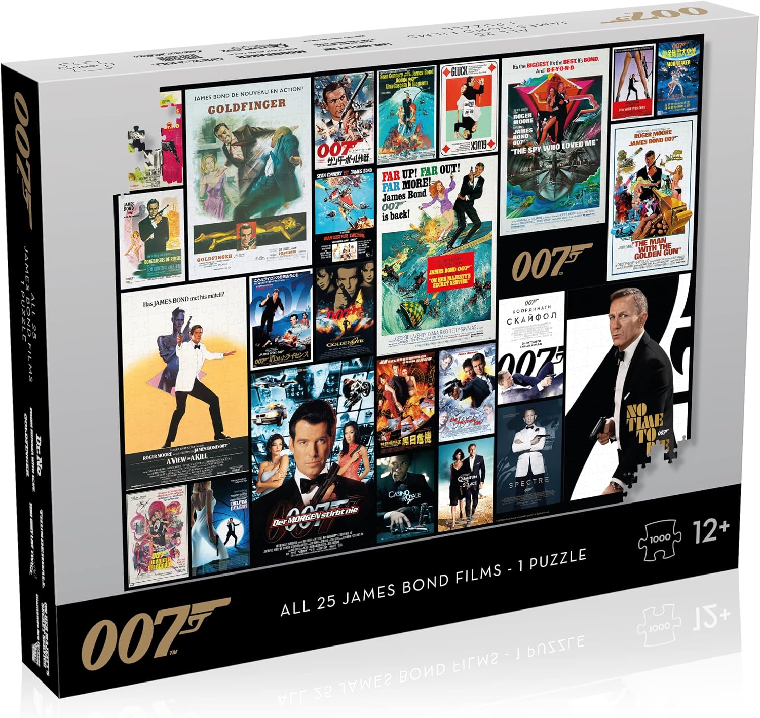 Top Puzzles James Bond – Juego de rompecabezas de 1000 piezas de las 25 películas 007, incluye No Time To Die y Goldfinger, regalo para mayores de