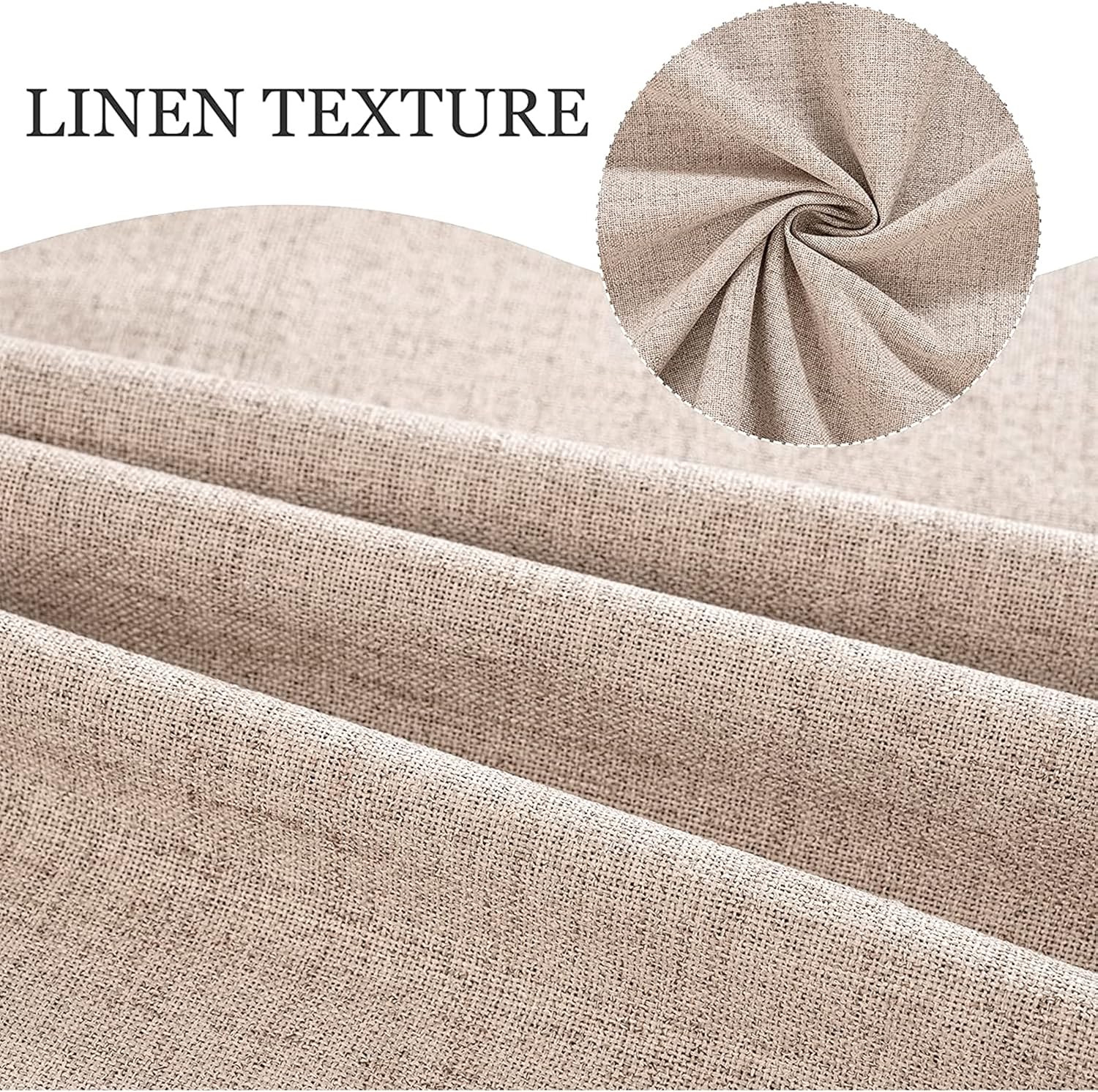MIULEE Cortinas 100% opacas de lino texturizado, con aislamiento térmico, bolsillo para barra, oscurecimiento de la habitación para sala de estar,