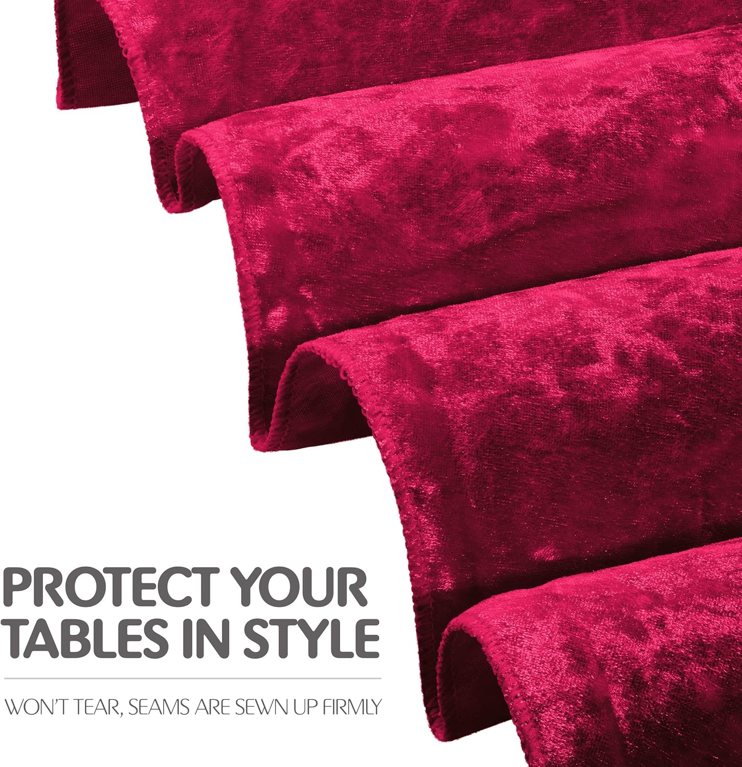 Elegante mantel redondo de 90 pulgadas, fabricado con material de terciopelo fino triturado, hermoso mantel rojo burdeos con costuras duraderas,