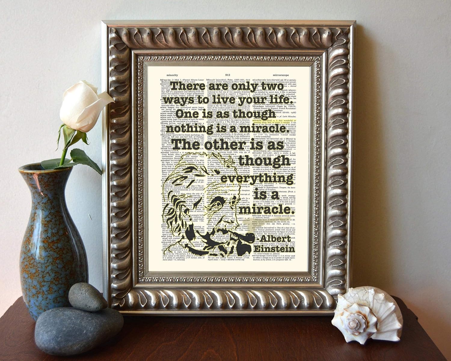 Everything is a Miracle, Albert Einstein Quote Art Print, Unframed, Vintage Highlighted Dictionary Page Wall Art Decor Poster Sign, 8×10