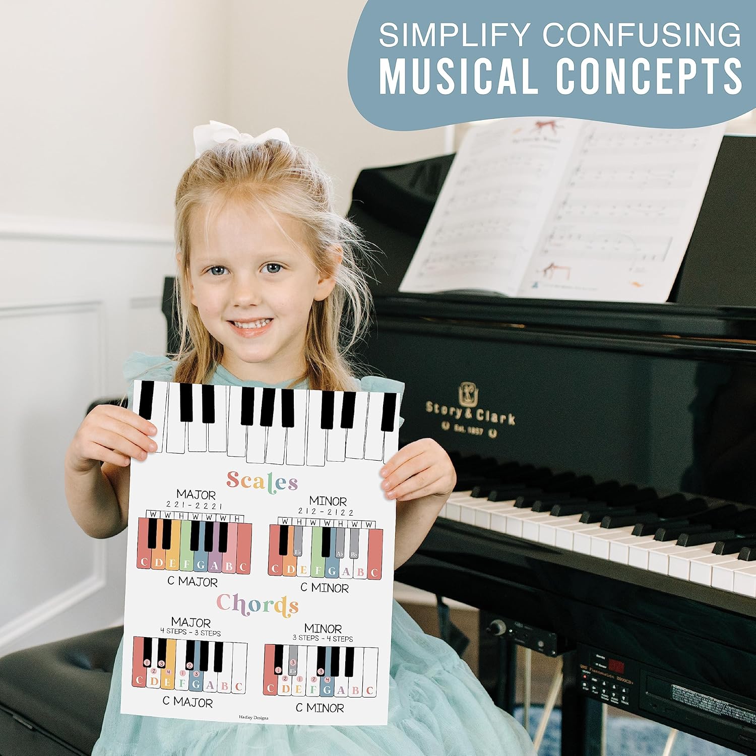 Hadley Designs 9 pósteres de música para aulas  Decoración de aula de música pastel boho, impresiones de coro y solfeo, decoraciones de tablón de
