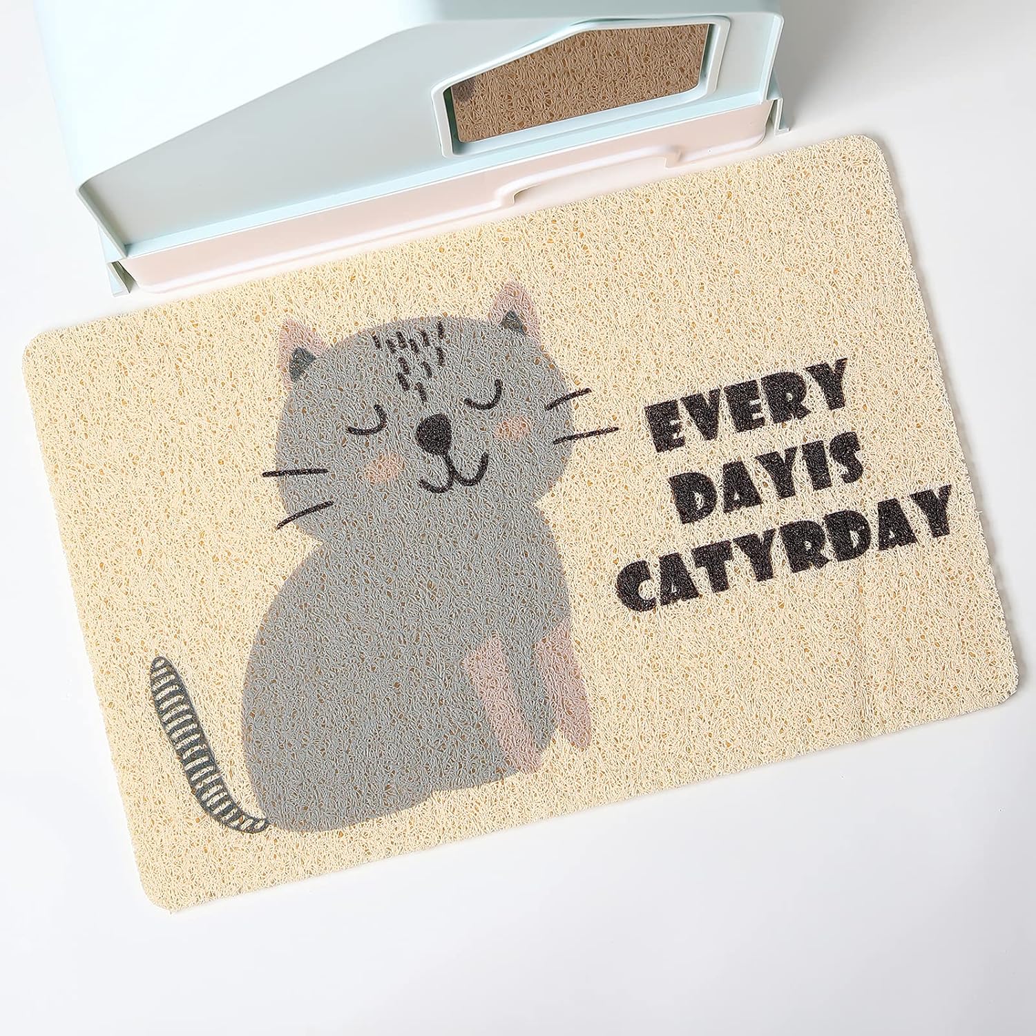 Trampa para tapete de arena para gatos, mantel individual para atrapar alimentos para mascotas, súper lindo, fácil de limpiar, 24 x 16 pulgadas,