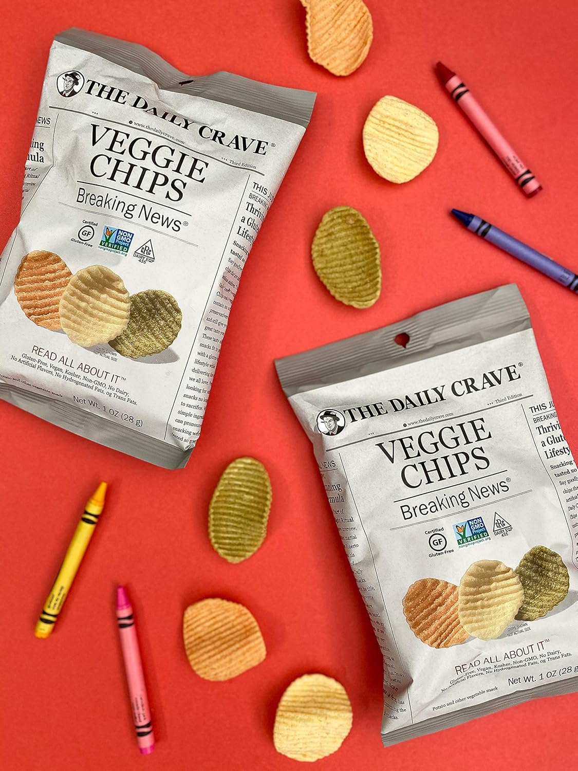 The Daily Crave Veggie Chips, 1 oz (paquete de 24) verduras fritas, Kosher, crujiente, vegano