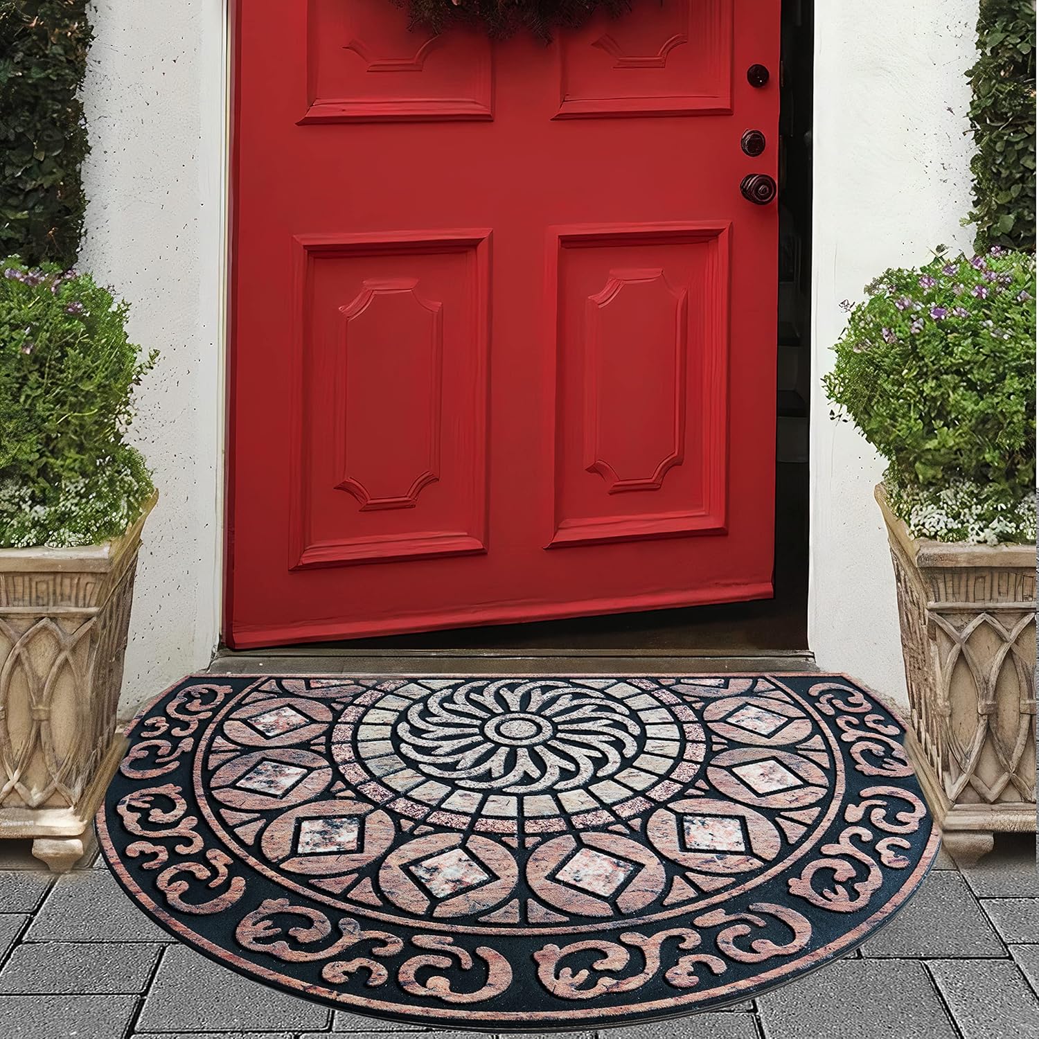 ubdyo Tapete para puerta delantera, tapete de pelo bajo para puerta delantera, entrada exterior, atrapa suciedad sucia, bienvenida, mate, exterior,