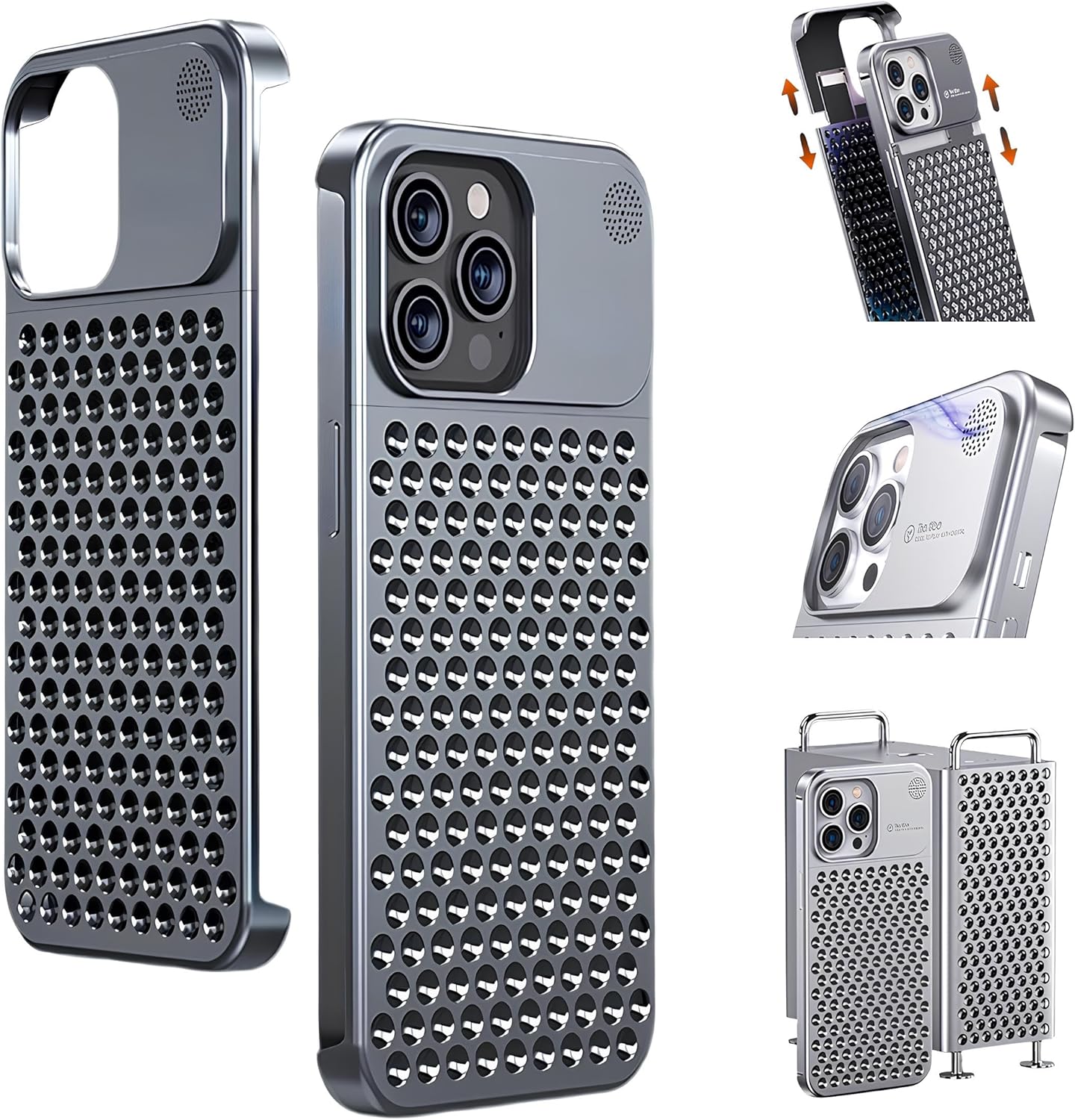 SLAKOP Funda de metal compatible con iPhone 15 ProPro Max aleación de aluminio de aviación ultrafina, sin marco, delgada, ligera, disipación de