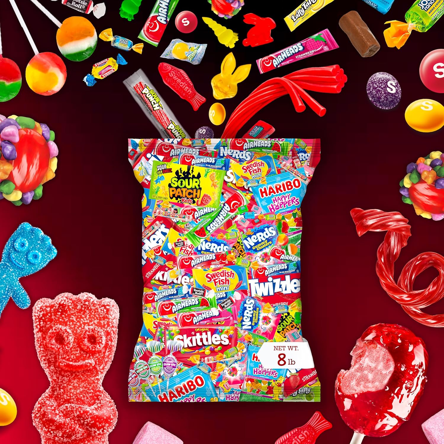 Paquete variado de caramelos a granel  8 libras de caramelo  Caramelos a granel envueltos individualmente, Sour Patch Kid, paletas, salvavidas,