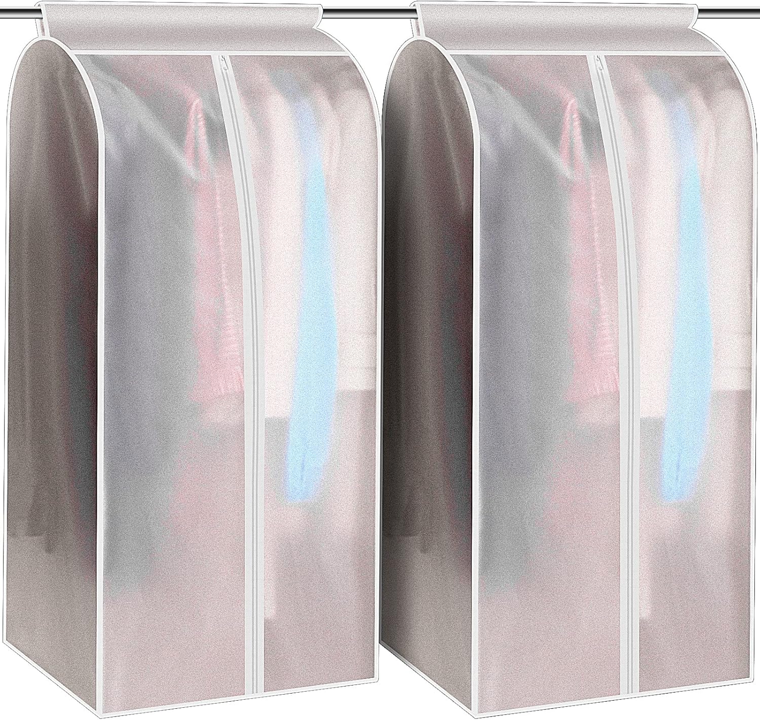 Paquete de 2 bolsas grandes transparentes para colgar ropa de 43 pulgadas para almacenamiento de ropa bien sellada, cubierta antipolvo con para