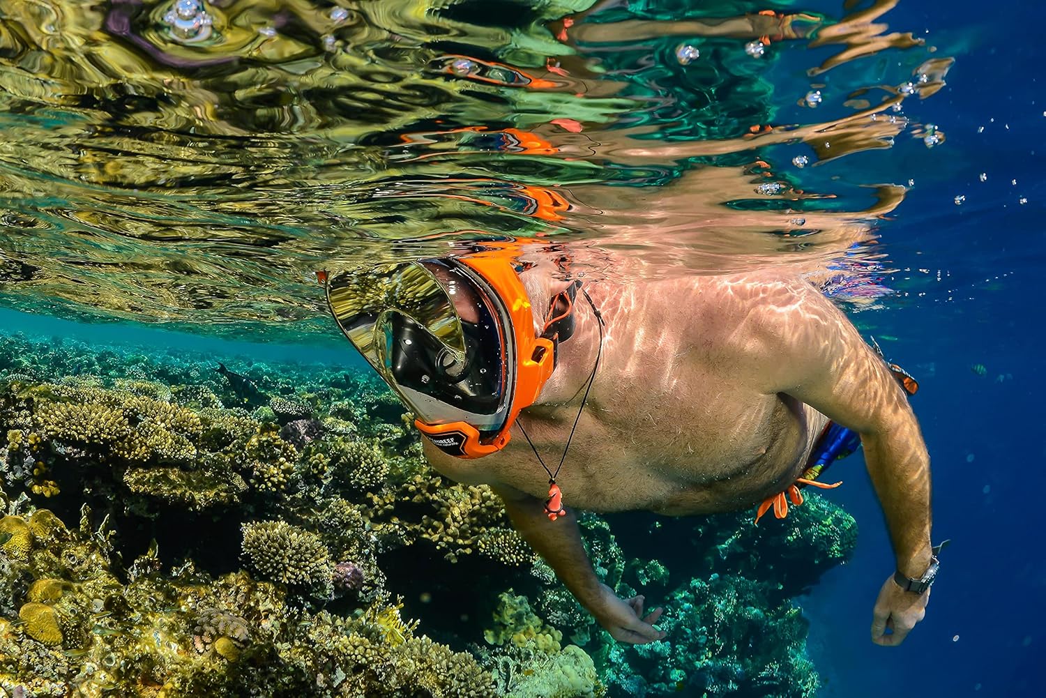 OCEAN REEF – Aria QR + Máscara de esnórquel de liberación rápida – Máscara de esnórquel de cara completa – Visión submarina de 180 grados – 8
