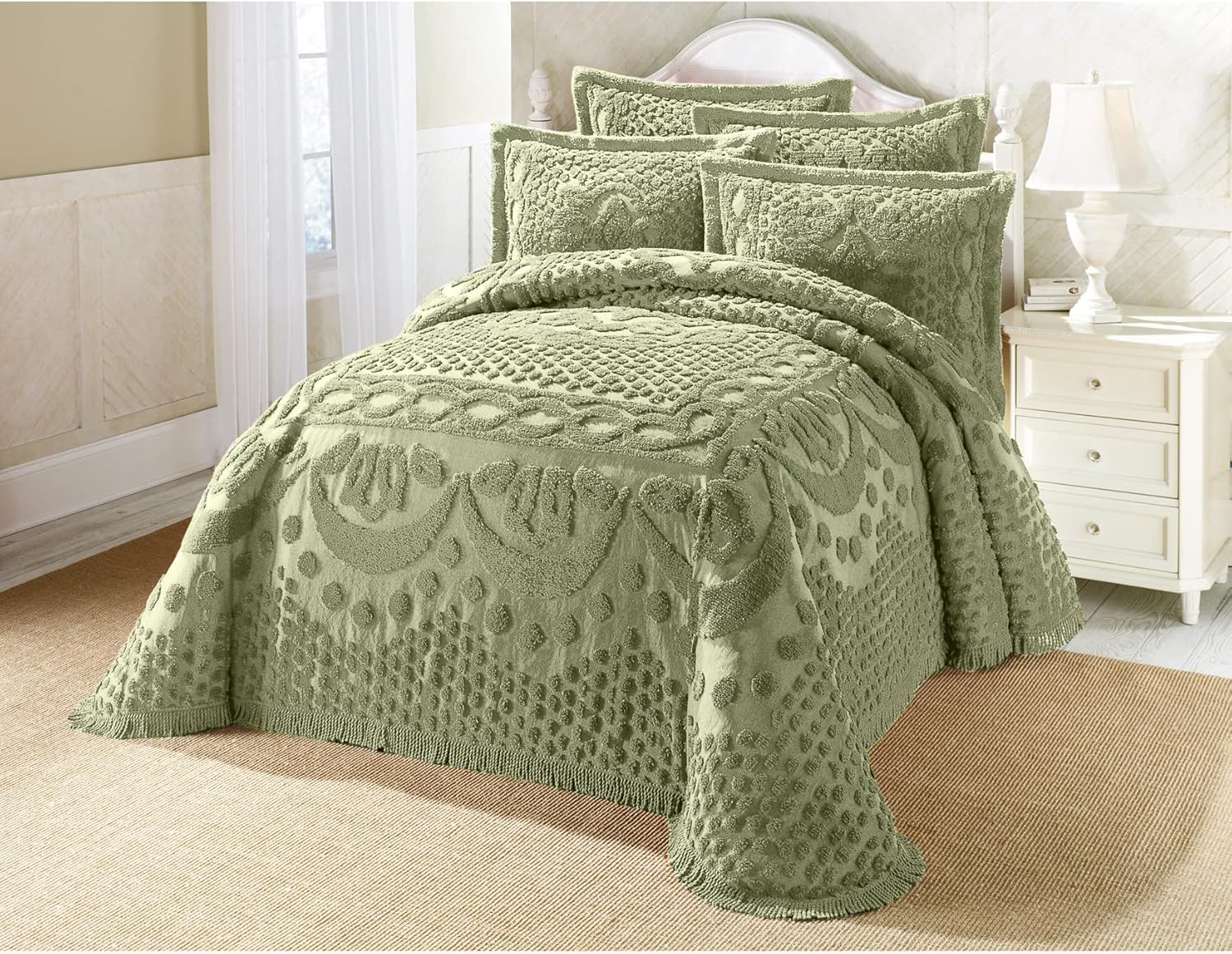 BrylaneHome Georgia – Colcha de chenilla, Coral, King